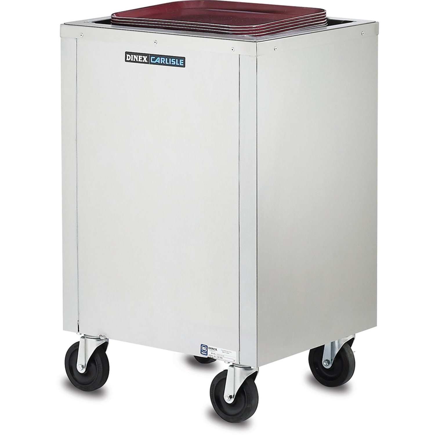 Dinex DXPIDT2E1418 Enclosed Mobile Tray Dispenser w/ 300 Tray Capacity, 14 x 18, 2 Stacks, Silver