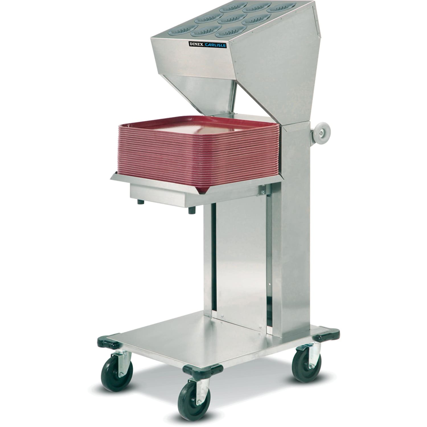 Dinex DXPIDTS1C1418 Cantilever Single Tray & Silverware Dispenser 150 Tray Capacity, 14 x 18, Open Tubular Frame