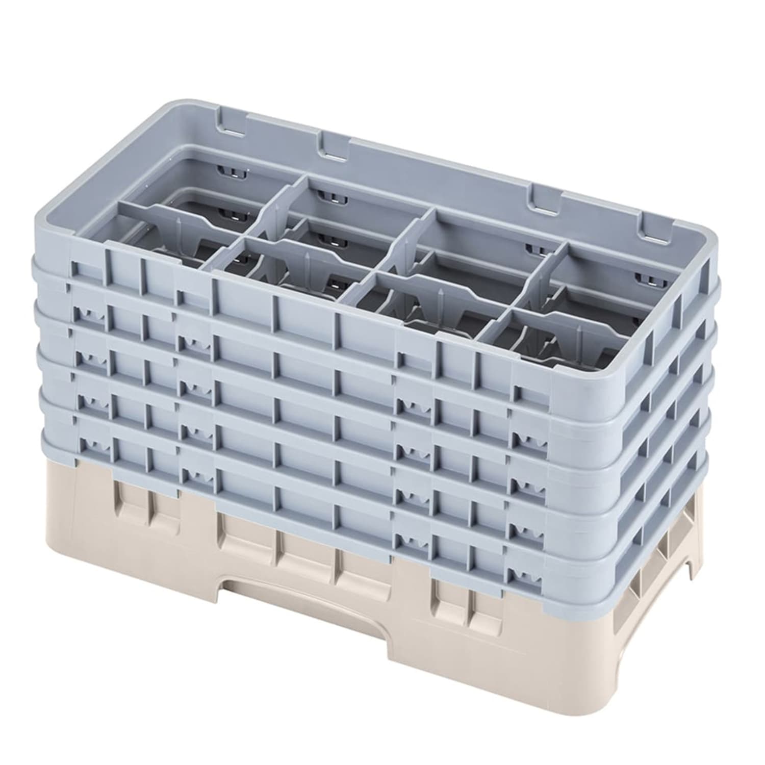 Cambro 9S958184 Camrack Glass Rack w/ 9 Compartments - 5 Gray Extenders, Beige, 5 Extenders, 19-3/4"" x 19-3/4"", Case of 2