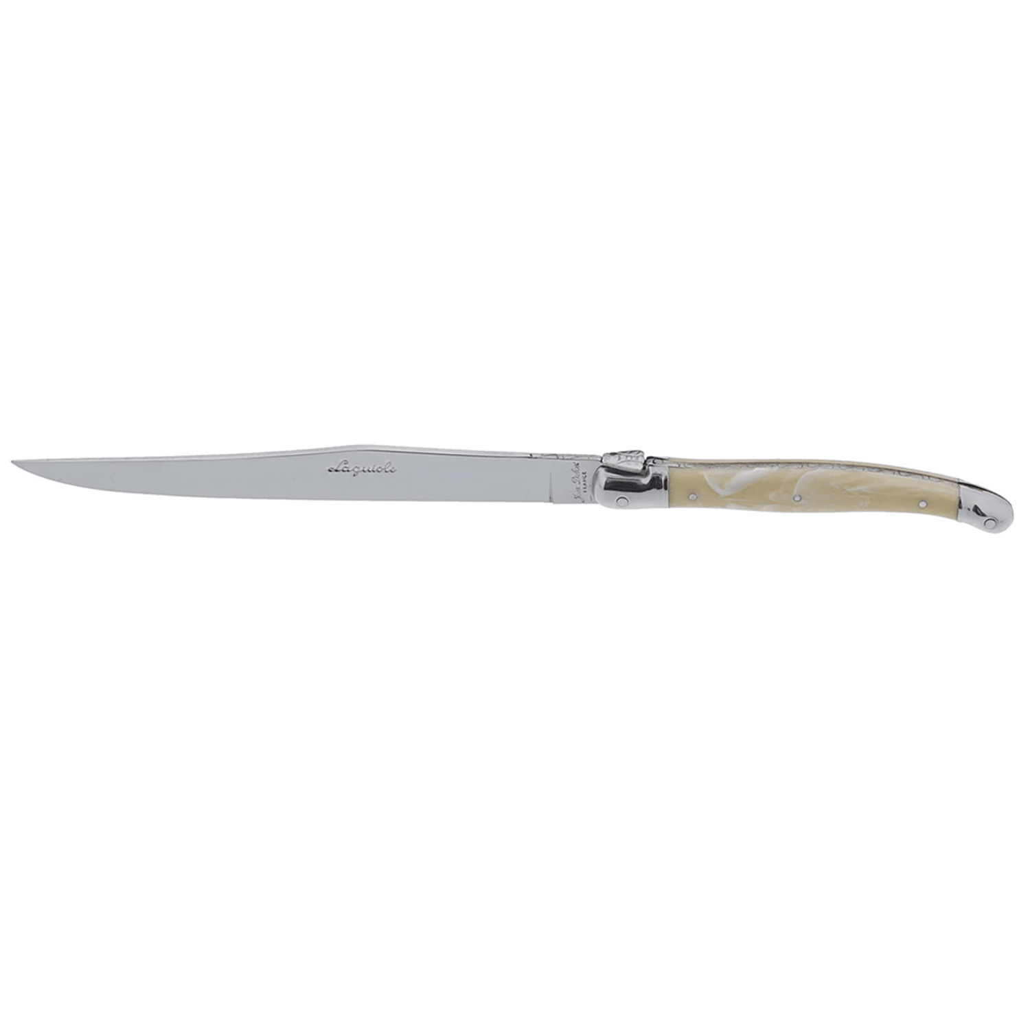 Laguiole 5394S077 9 Laguiole Horn Sharpened Steak Knife w/ Plastic Handle, Stainless Steel, Stainless Steel, Pack of 6