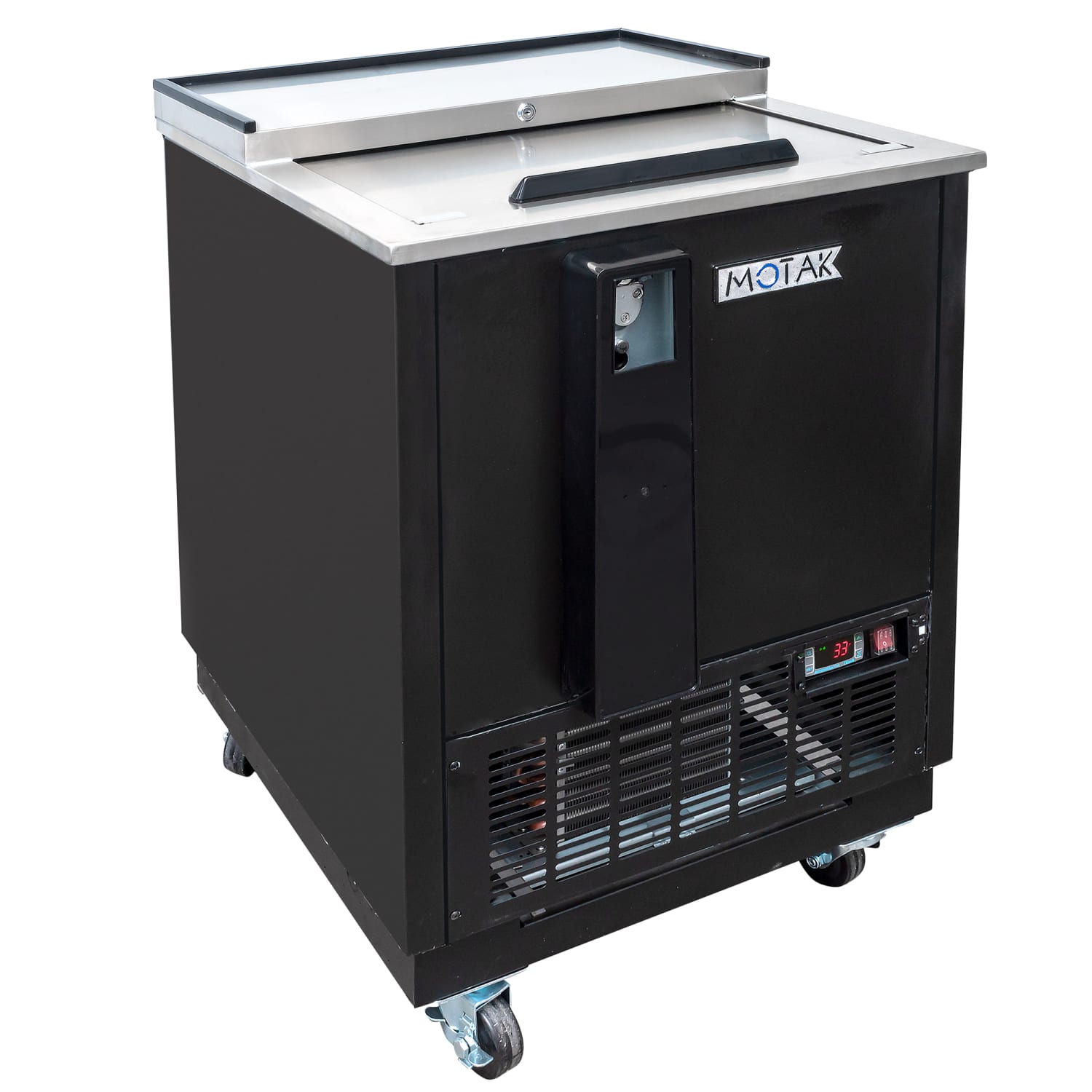 MoTak MBST-25-X 26 3/8 Forced Air Bottle Cooler - Holds 108 12-oz Bottles, Stainless Interior, 115v, 115 V, Black