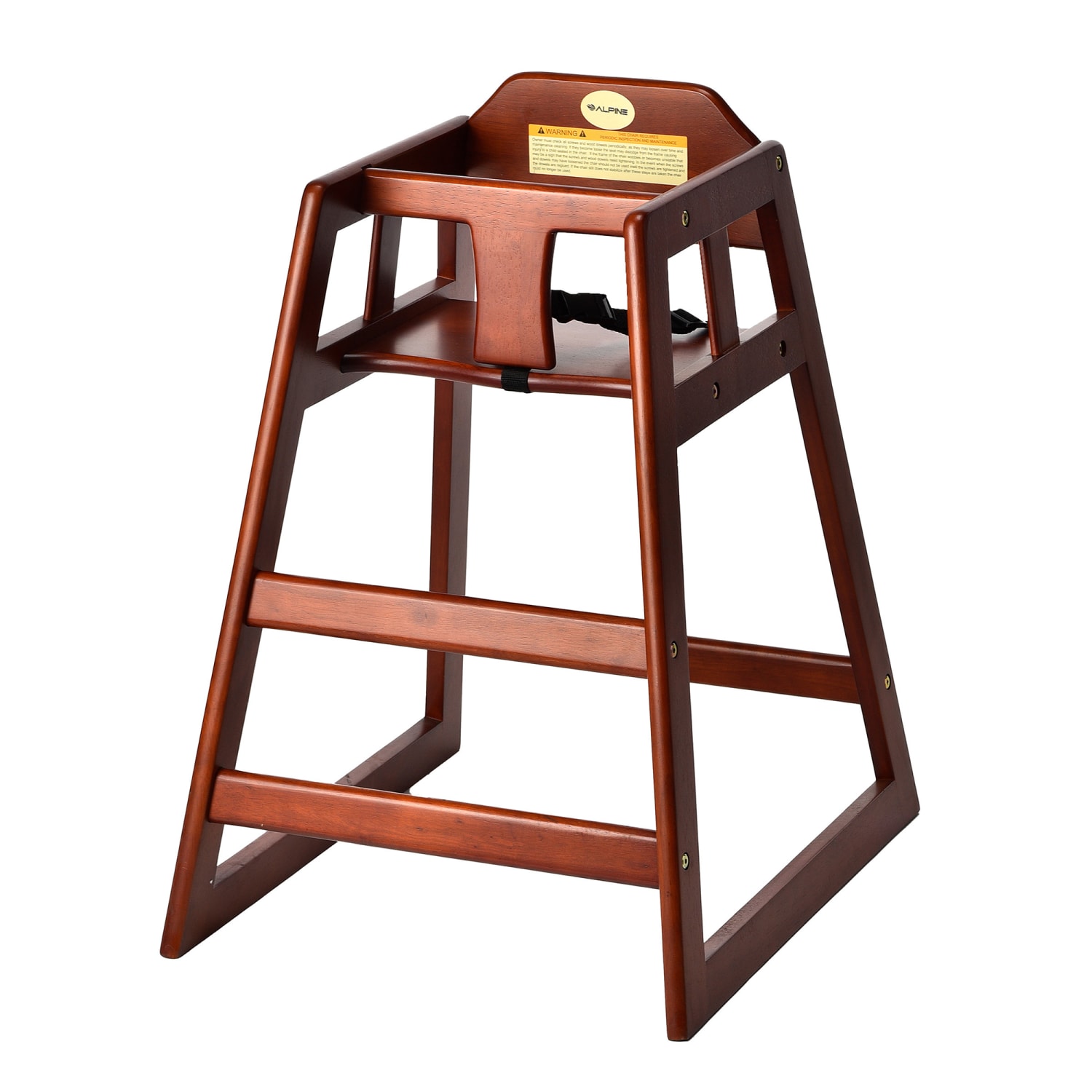 Alpine Industries ALP412-01-MA 29 Stackable Wood High Chair w/ Waist Strap, Brown