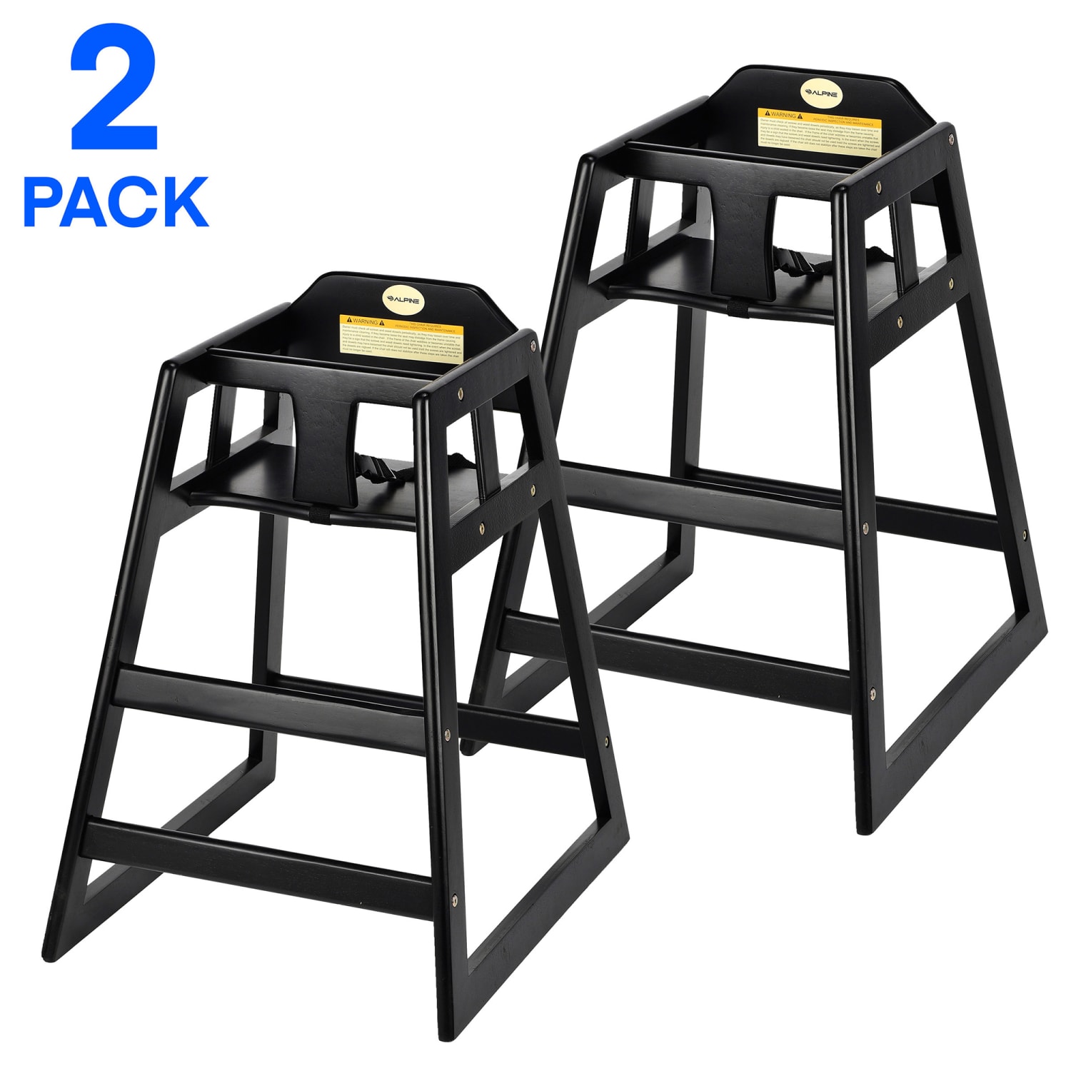 Alpine Industries ALP412-02-ESP 29 Stackable Wood High Chair w/ Waist Strap, Black, Brown