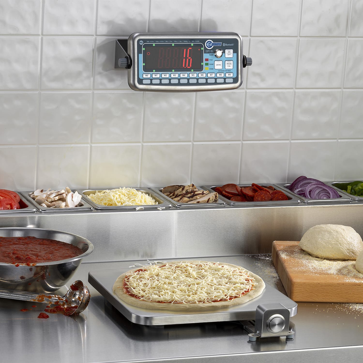 Edlund EDPZ-20 20 lb Wireless Digital Pizza Scale w/ Removable Platform - 10 x 10, Stainless Steel