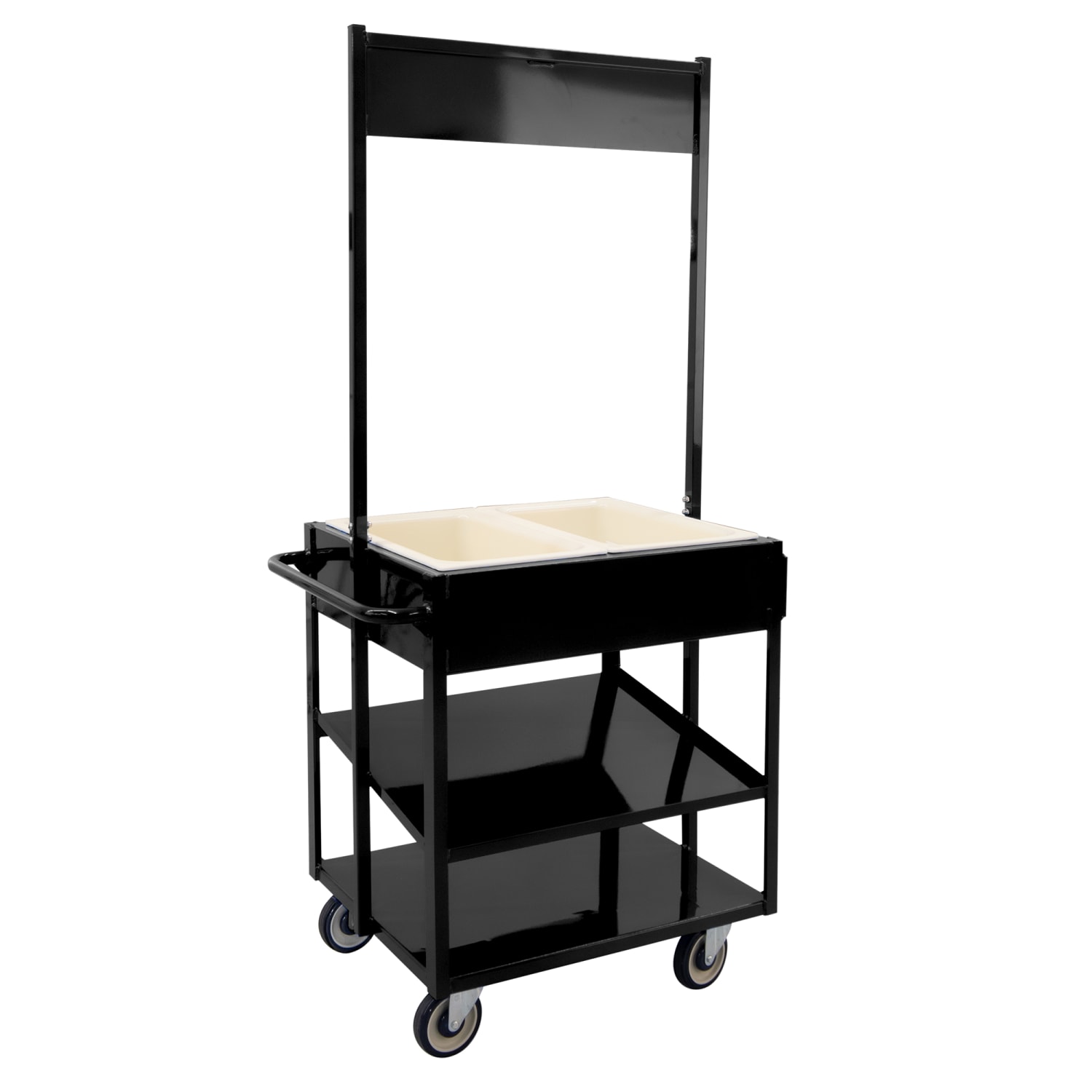 New Age 52861BLACK 3 Level Share Cart w/ 2 Coldmaster Food Pans - Aluminum, Black