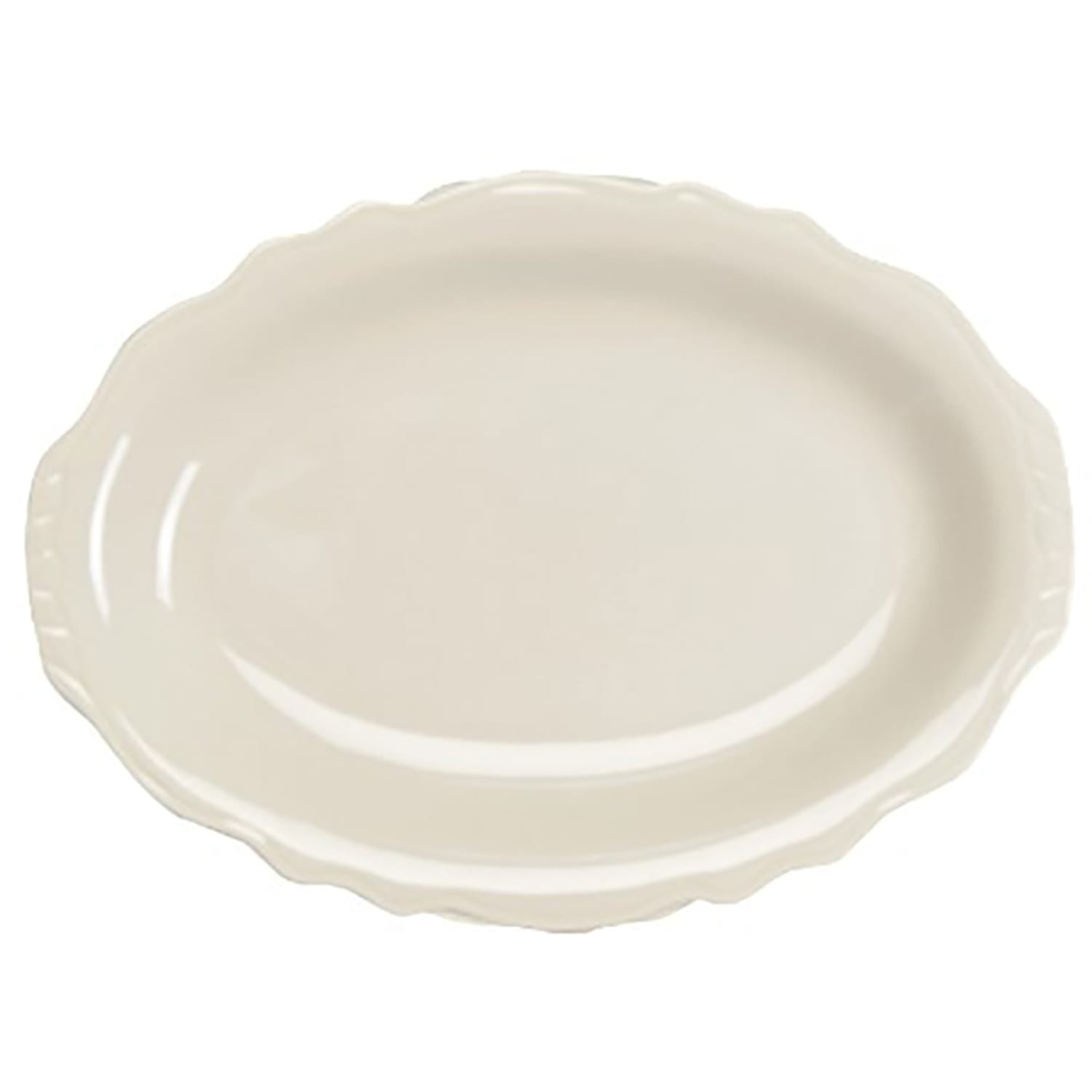 Homer Laughlin HL52500 10 x 7 3/4 Oval Carolyn Platter - China, Ivory, Scalloped Edge, White, 2 Dozen
