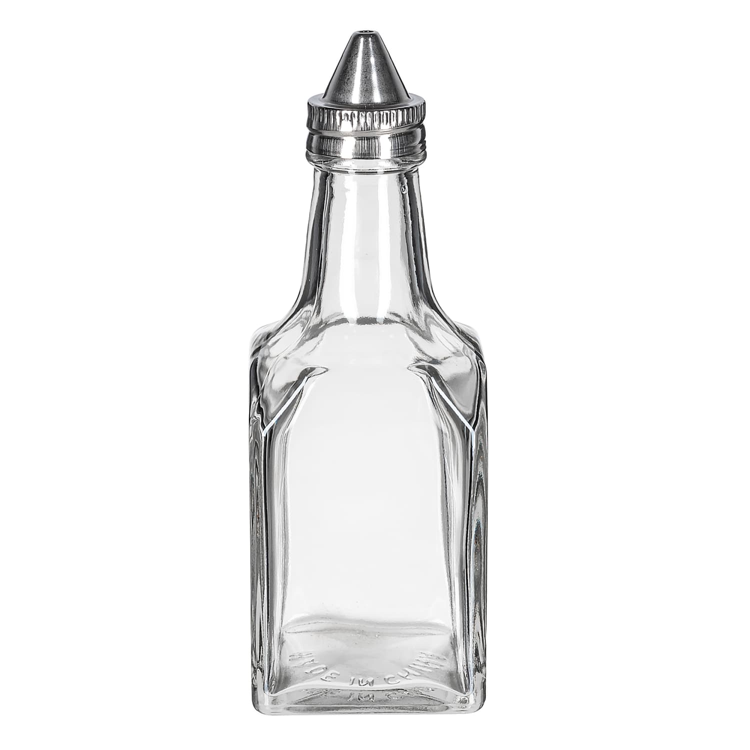 Tablecraft 600 6 oz Cruet w/ Stainless Steel Top - Glass, Clear, Case of 12