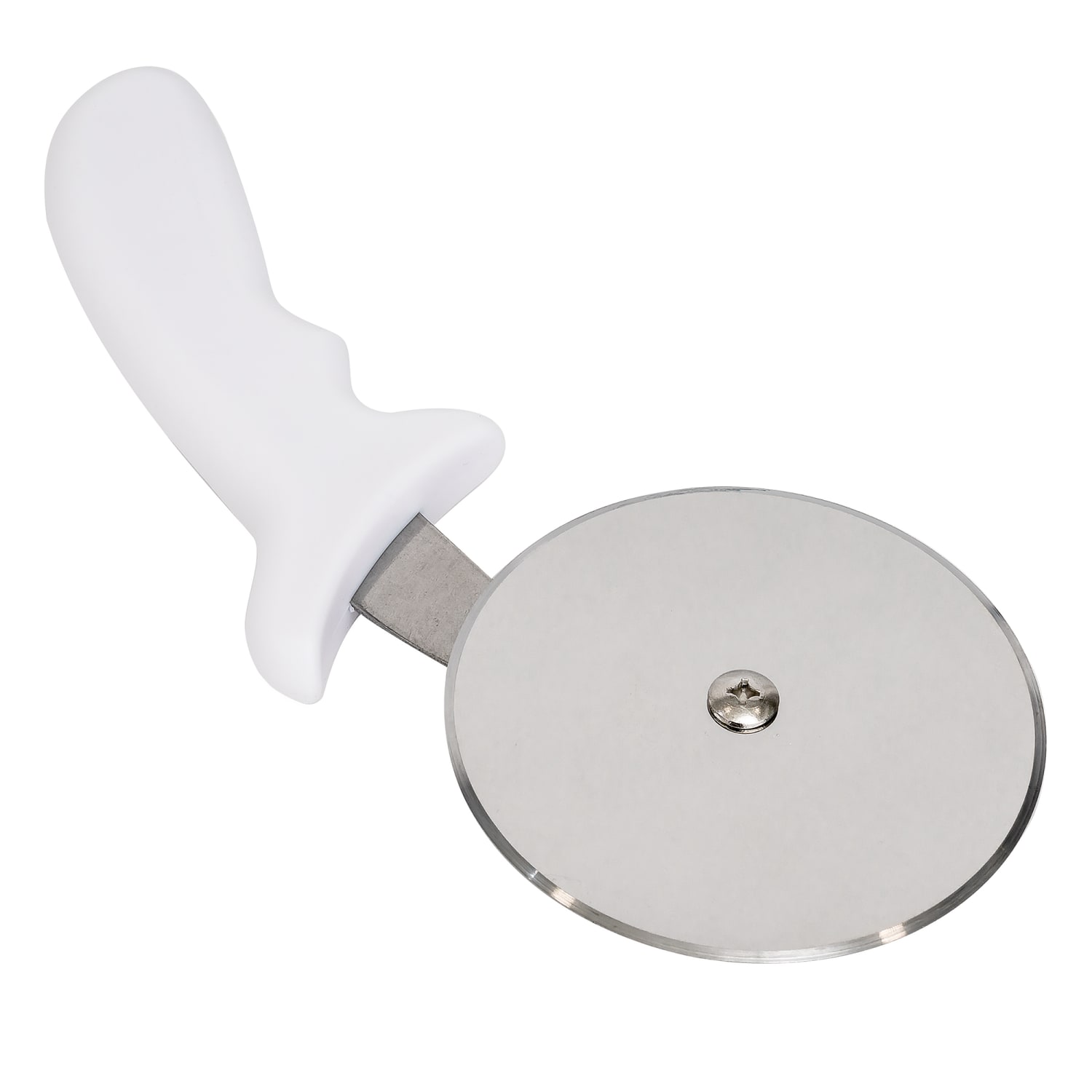 Tablecraft 4106W 4 Pizza Cutter w/ White Plastic Handle, Stainless Steel, White ABS Handle