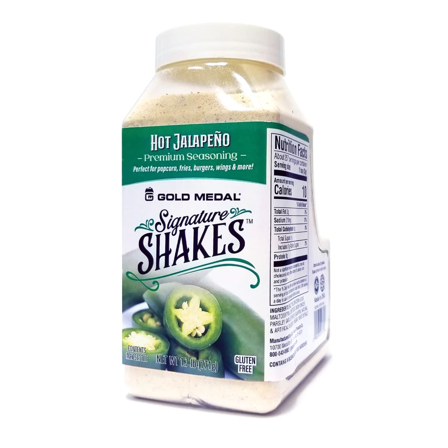 Gold Medal 2374S 18-oz. Jars Hot Jalapeno Signature Shakes Flavoring Mix, Green