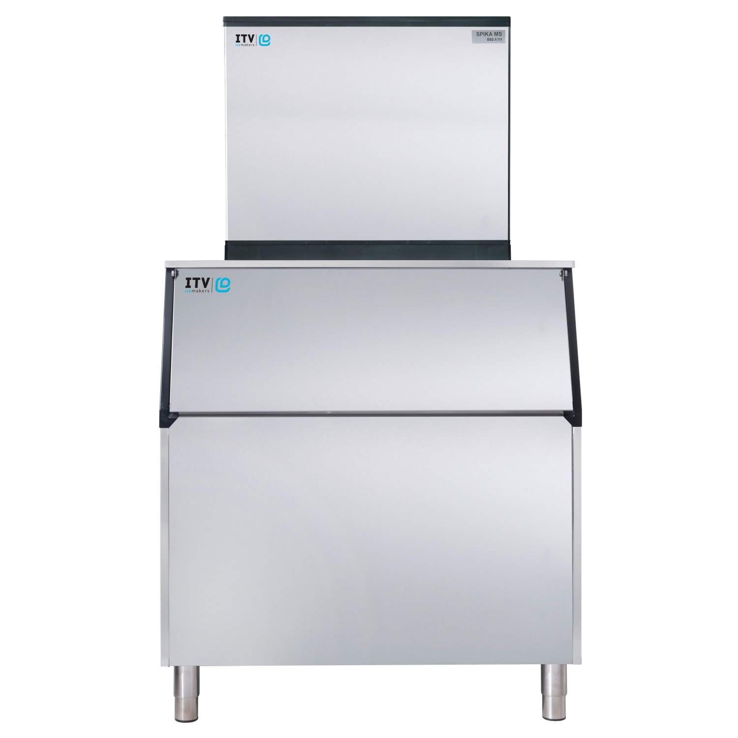 ITV Ice Makers SPIKAMS1000/S-750 A2H (17402/19510) 970 lb Spika Full/Half Cube Commercial Ice Machine w/ Bin - 750 lb Storage, Air Cooled, 208-230v, 970 lb Production Capacity, Stainless Steel