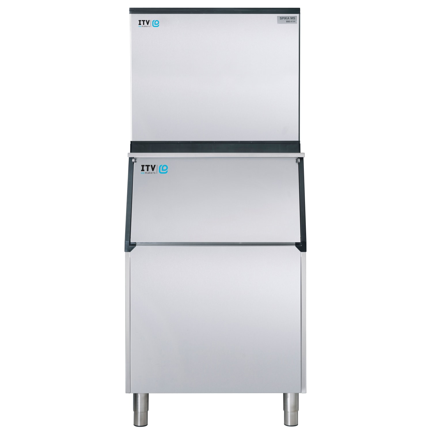 ITV Ice Makers SPIKAMS1000/S-500 A2H (17402/19500) 970 lb Spika Full/Half Cube Commercial Ice Machine w/ Bin - 507 lb Storage, Air Cooled, 208-230v, 970 lb Production Capacity, Stainless Steel
