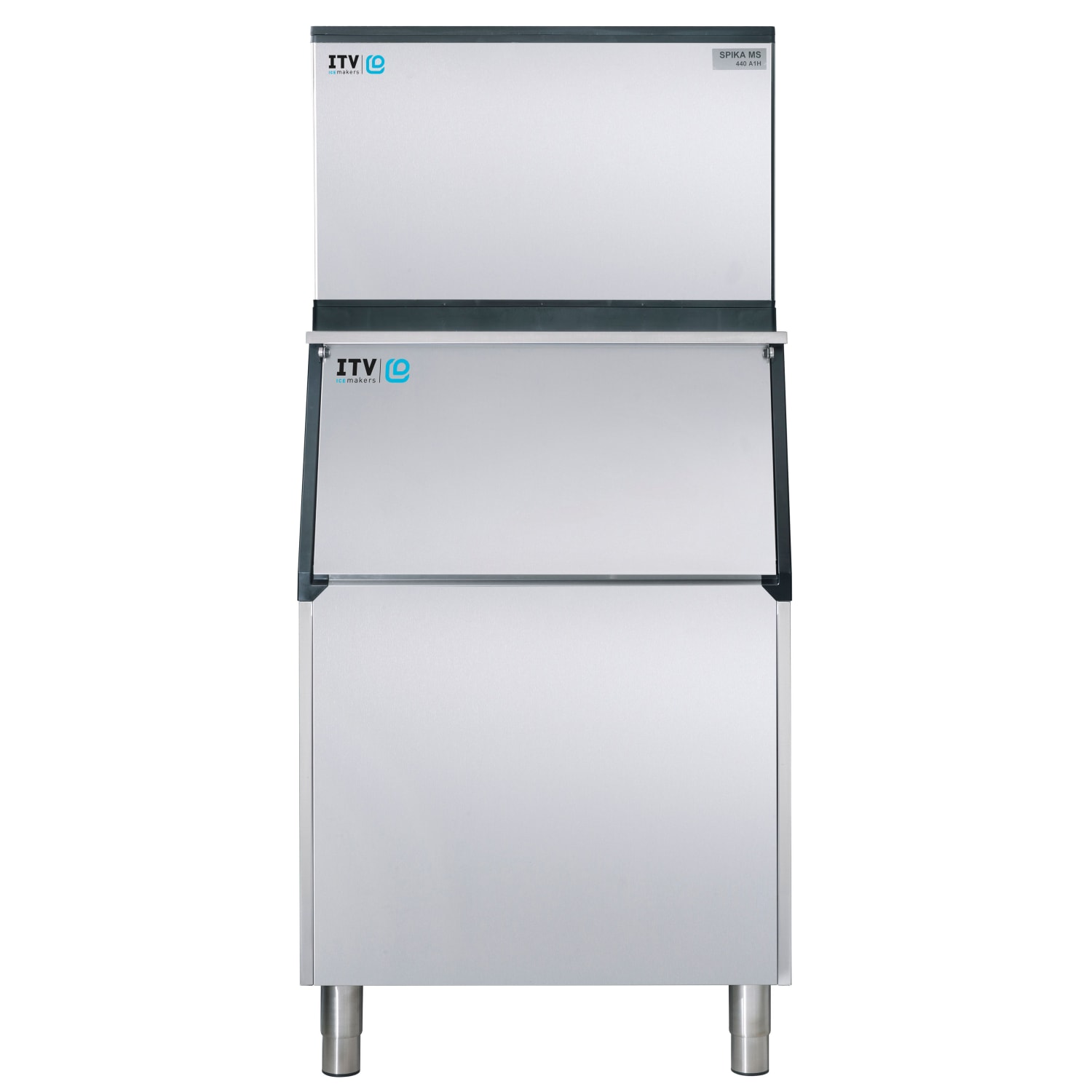 ITV Ice Makers SPIKAMS500/S-500 A1H (17204U/19500) 480 lb Spika Full/Half Cube Commercial Ice Machine w/ Bin - 507 lb Storage, Air Cooled, 115v, Stainless Steel