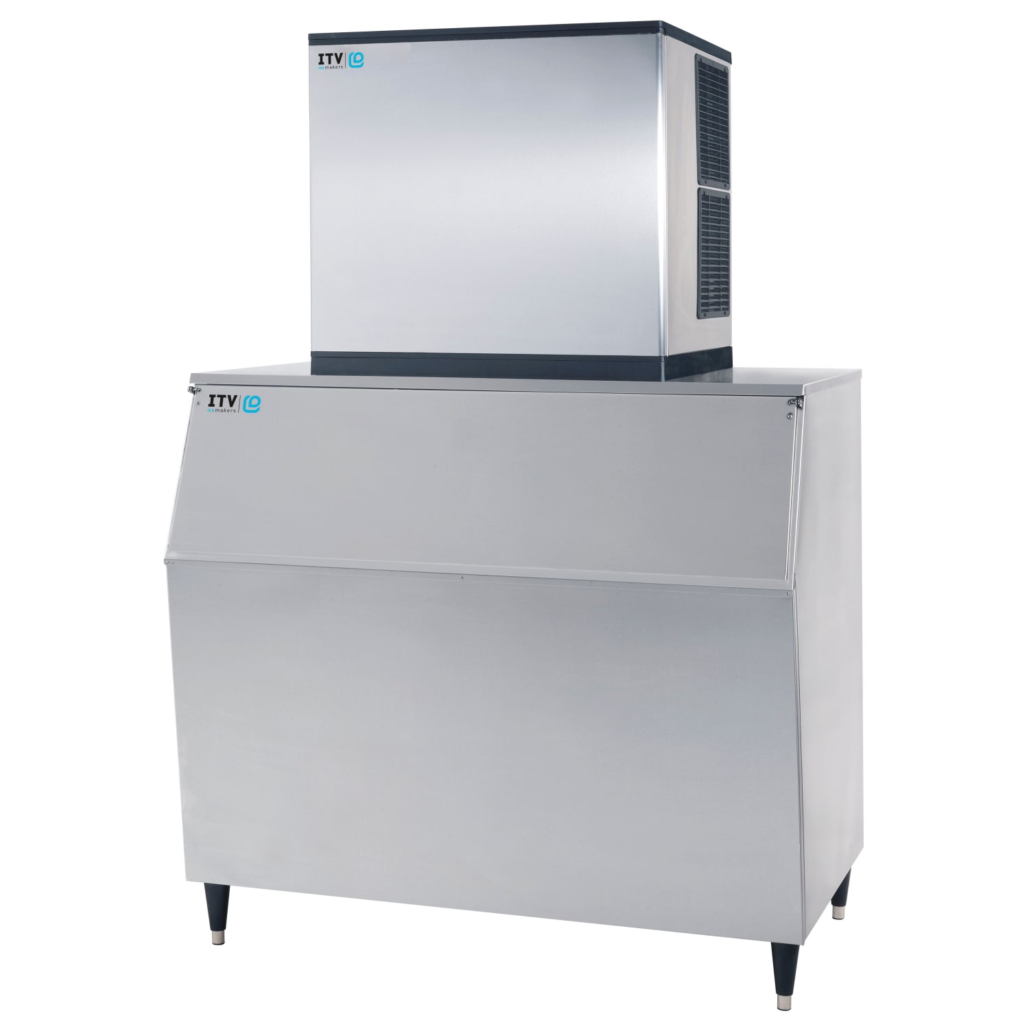 ITV Ice Makers SPIKAMS1000/S-1050 A2F (18402/19531) 970 lb Spika Full/Half Cube Commercial Ice Machine w/ Bin - 1048 lb Storage, Air Cooled, 208-230v, Stainless Steel