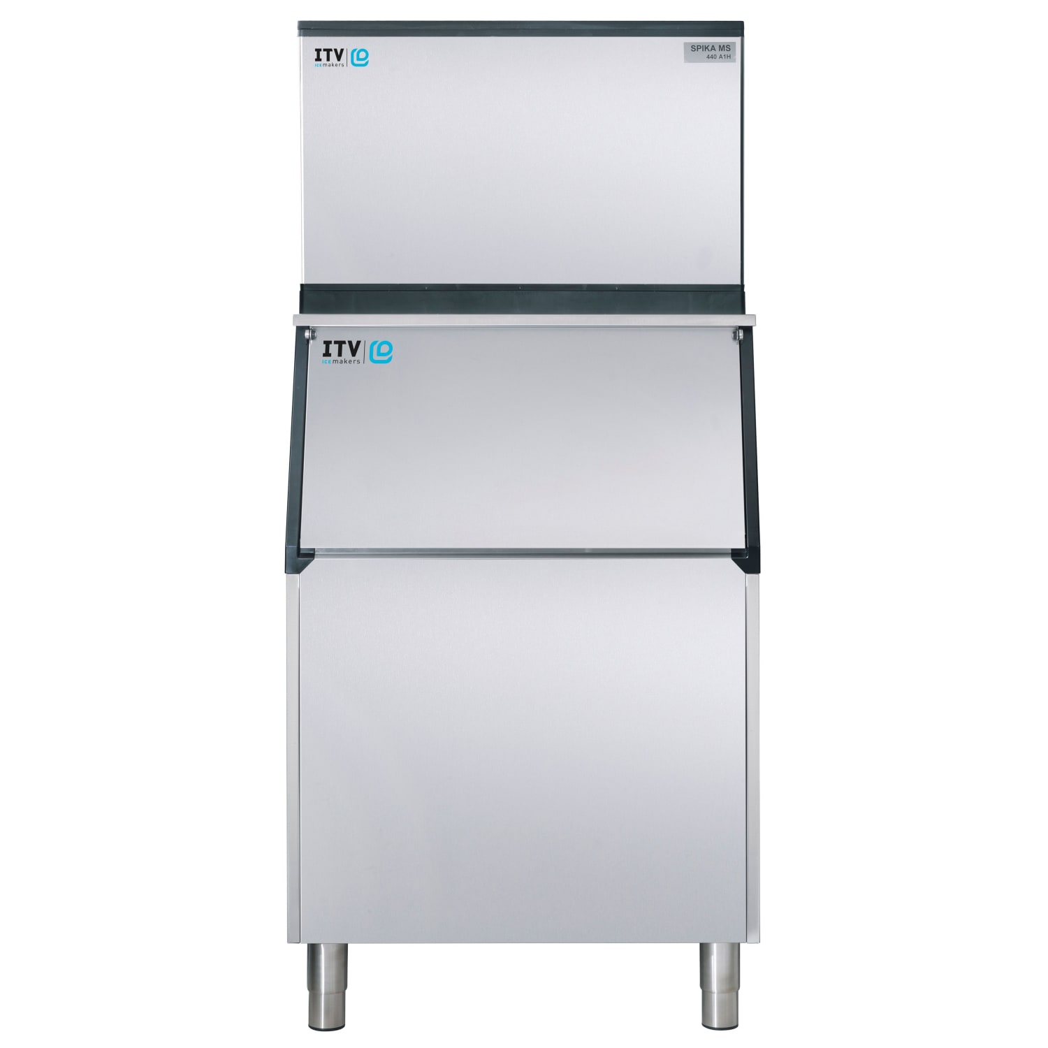 ITV Ice Makers SPIKAMS500/S-500 A1F (18204U/19500) 480 lb Spika Full/Half Cube Commercial Ice Machine w/ Bin - 507 lb Storage, Air Cooled, 115v, Stainless Steel