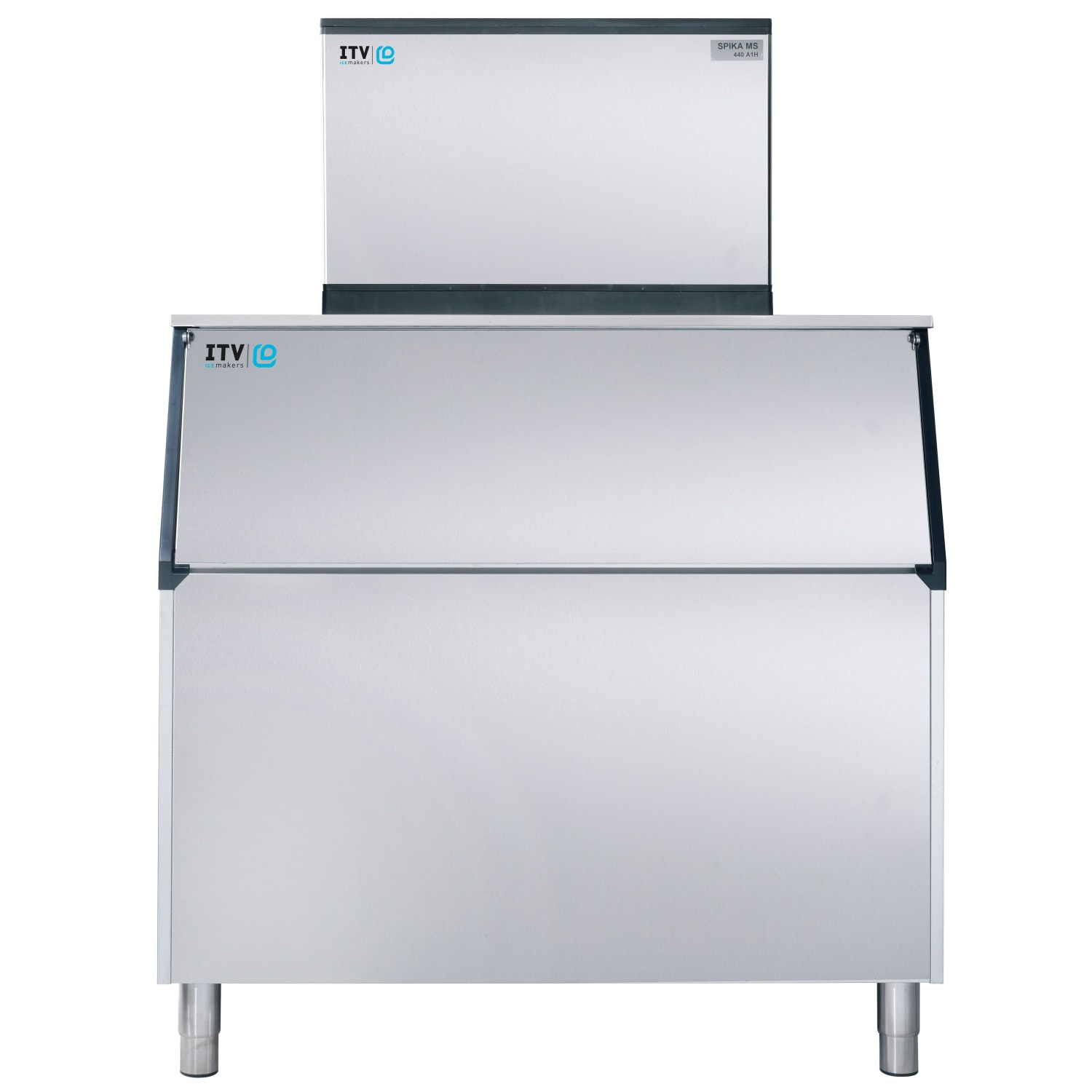 ITV Ice Makers SPIKAMS500/S-900 W1H (17205/19520) 480 lb Spika Full/Half Cube Commercial Ice Machine w/ Bin - 860 lb Storage, Water Cooled, 115v, 860 lb Bin, 480-lb. Production Capacity, Stainless Steel