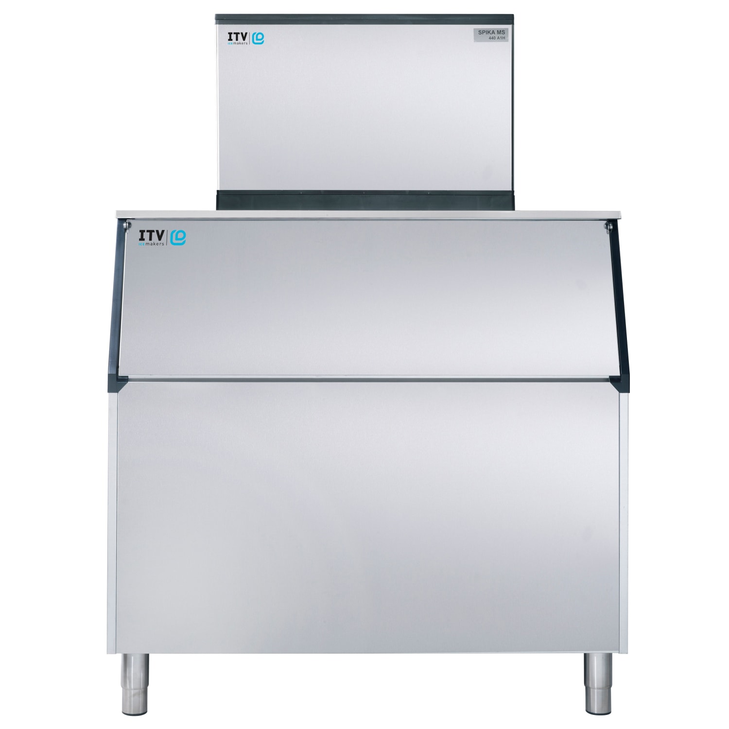 ITV Ice Makers SPIKAMS500/S-900 A1F (18204U/19520) 480 lb Spika Full/Half Cube Commercial Ice Machine w/ Bin - 860 lb Storage, Air Cooled, 115v, Stainless Steel