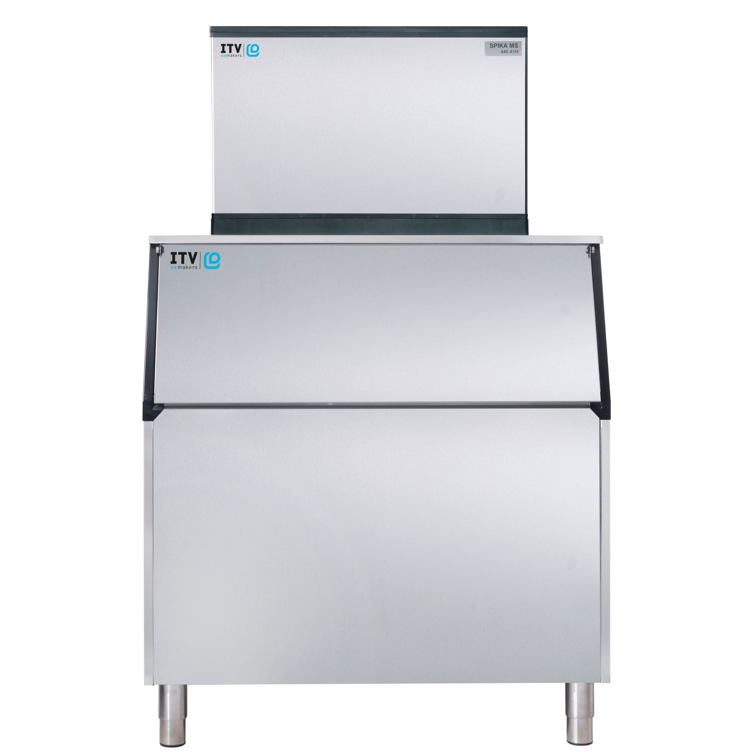 ITV Ice Makers SPIKAMS500/S-750 W1H (17205/19510) 480 lb Spika Full/Half Cube Commercial Ice Machine w/ Bin - 750 lb Storage, Water Cooled, 115v, 750 lb Bin, 480-lb. Production Capacity, Stainless Steel