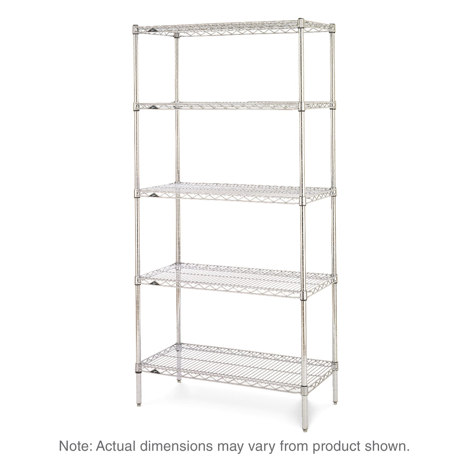 Metro 5N477BR 72 NSF 5-Tier Heavy-Duty Brite Zinc Wire Shelving Unit - Super Erecta, 21W, 74H, 21"" x 72"" x 74"", Silver