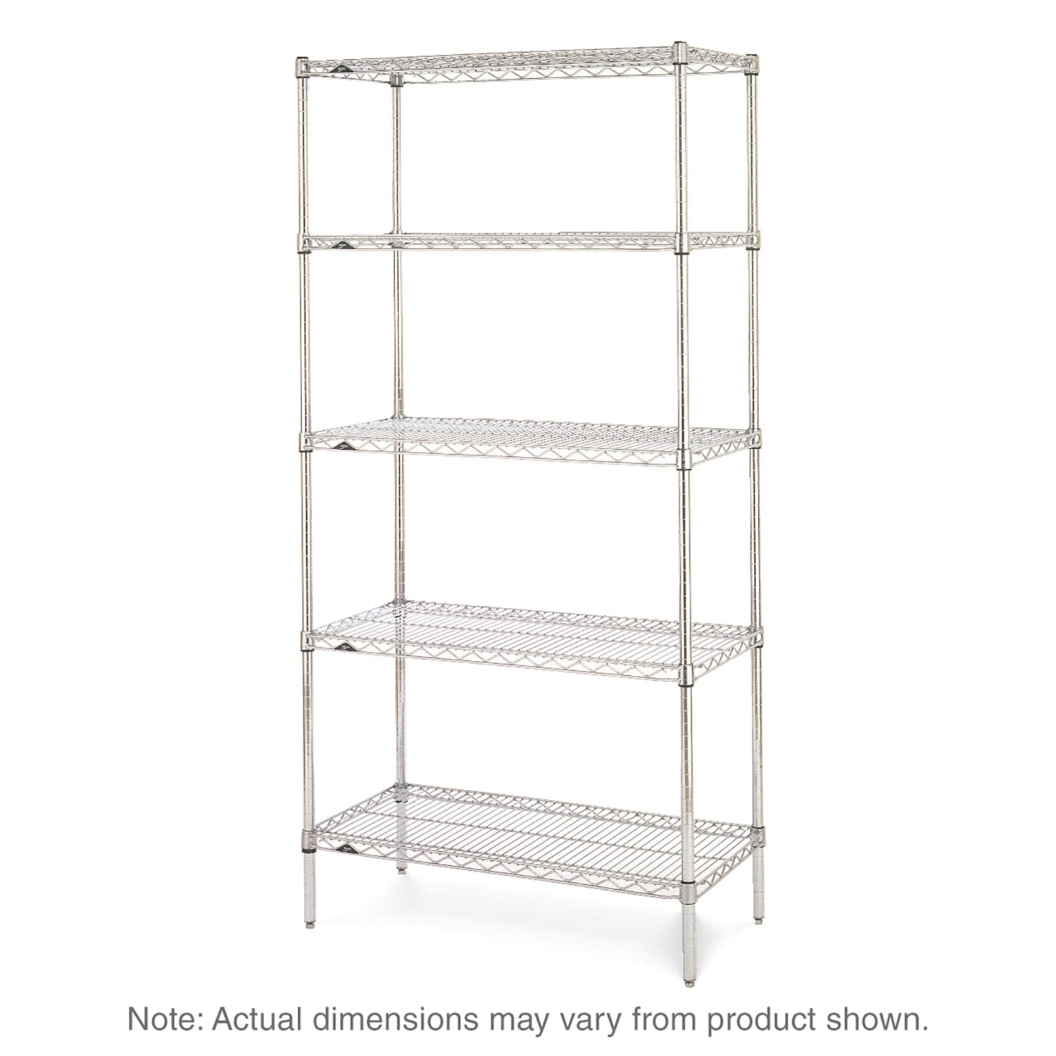 Metro 5N577C 72 NSF 5-Tier Heavy-Duty Chrome Wire Shelving Unit - Super Erecta, 24W, 74H, 24"" x 72"" x 74"", Silver