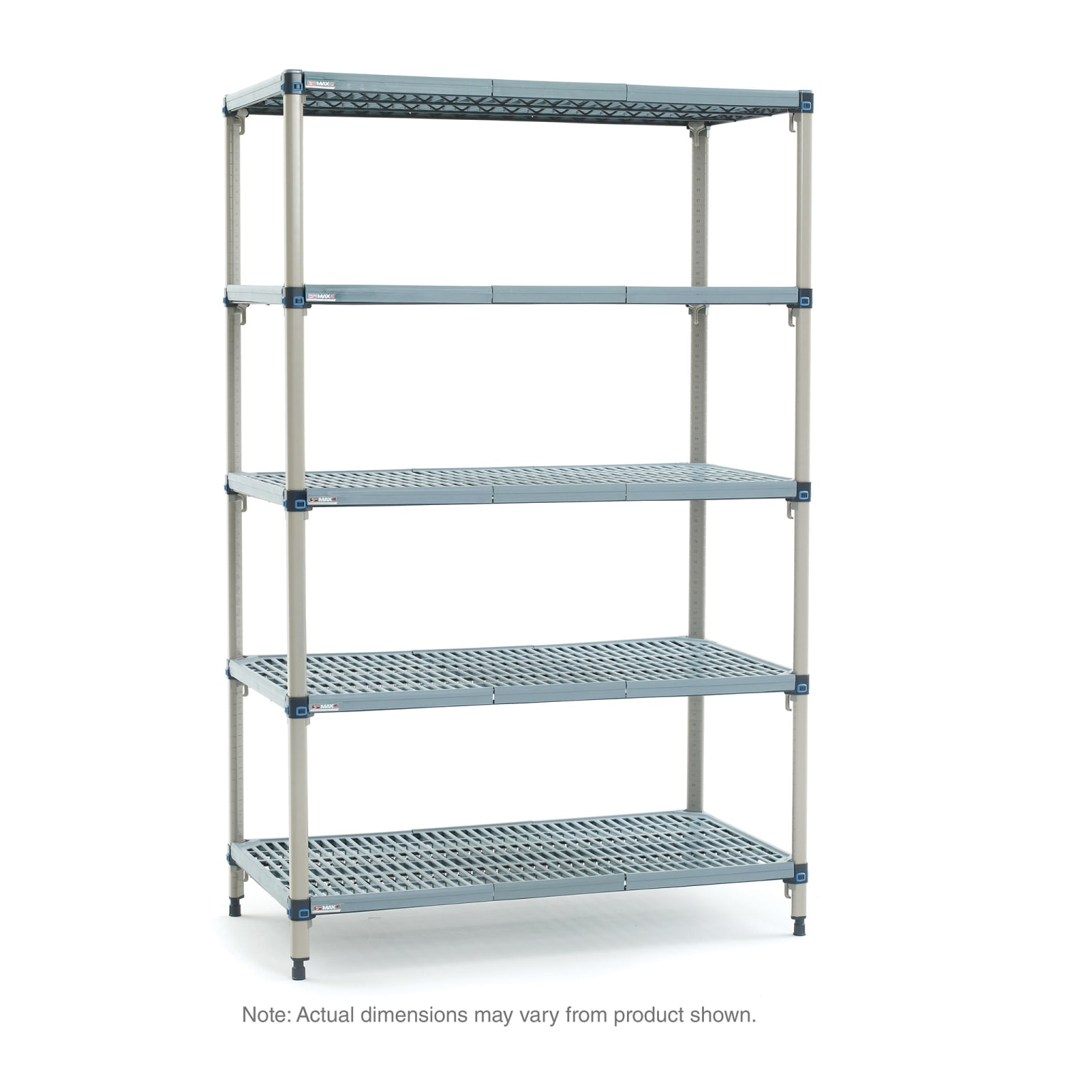 Metro 5Q327G3 30 NSF 5-Tier Heavy-Duty Plastic Shelving Unit - MetroMax Q, 18W, 74H, 18"" x 30"" x 74"", Blue
