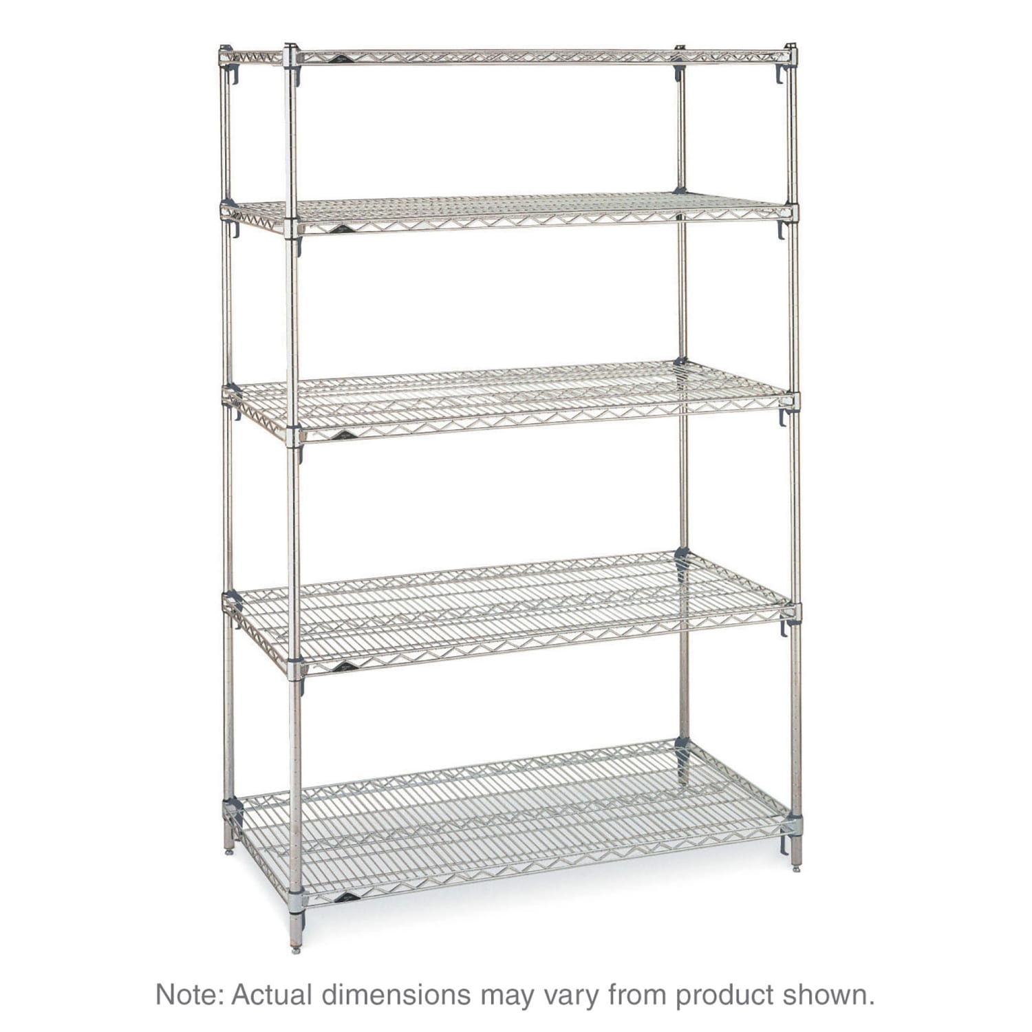 Metro 5A377C 72 NSF 5-Tier Heavy-Duty Chrome Wire Shelving Unit - Super Adjustable Super Erecta, 18W, 74H, 5 Shelves, Silver