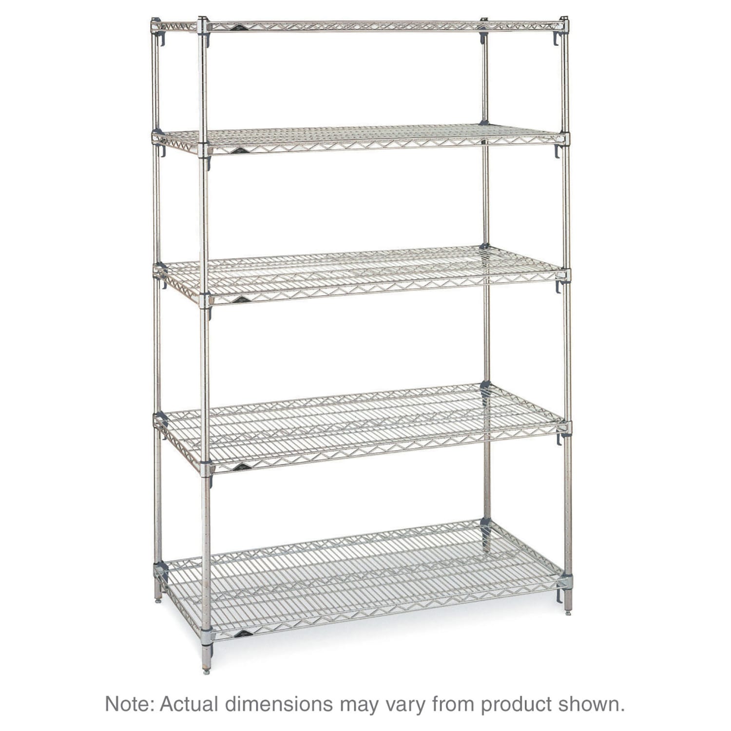 Metro 5A547C 42 NSF 5-Tier Heavy-Duty Chrome Wire Shelving Unit - Super Adjustable Super Erecta, 24W, 74H, 24"" x 42"" x 74"", Silver