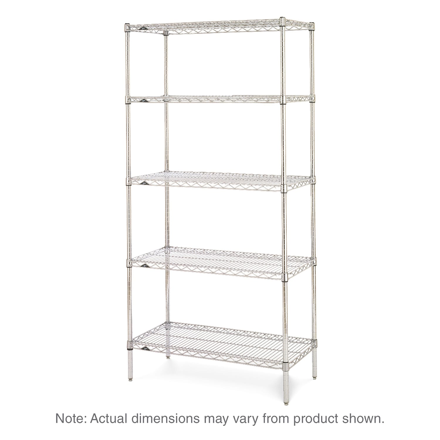 Metro 5N577BR 72 NSF 5-Tier Heavy-Duty Brite Zinc Wire Shelving Unit - Super Erecta, 24W, 74H, 24""x72""x74"", Silver