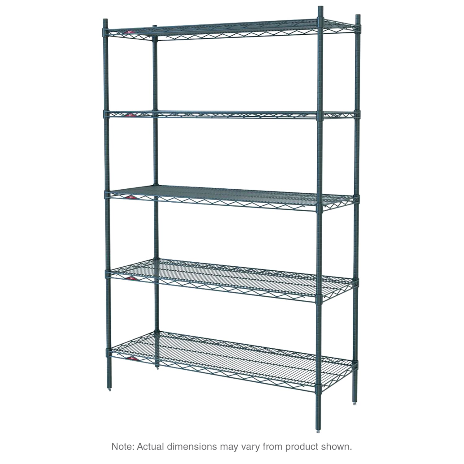Metro 5N577K3 72 NSF 5-Tier Heavy-Duty Epoxy Coated Wire Shelving Unit - Super Erecta, 24W, 74H, Metroseal Green Epoxy, 24"" x 72"" x 74""