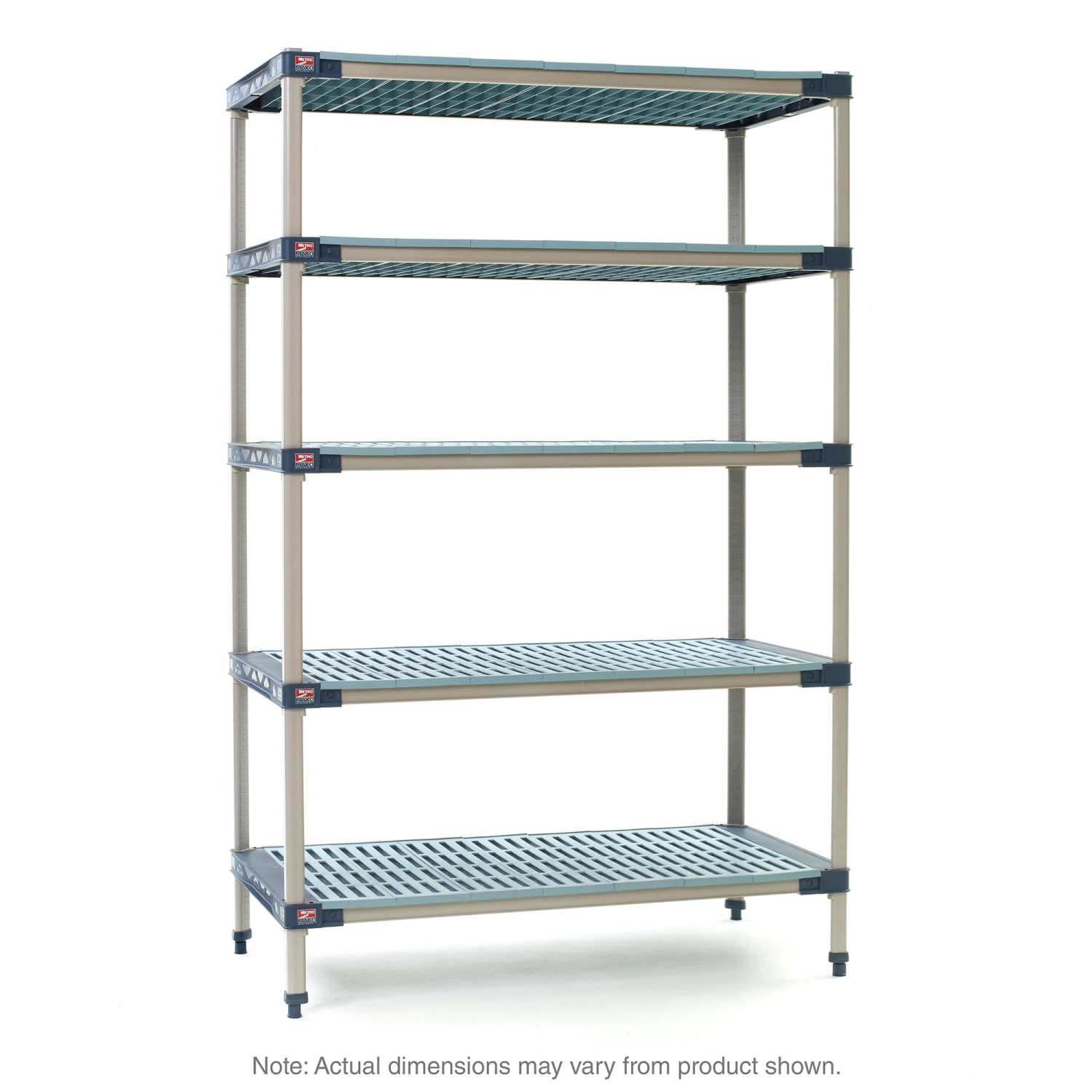 Metro 5X317G4 24 NSF 5-Tier Heavy-Duty Plastic Shelving Unit - MetroMax 4, 18W, 74H, 18"" x 24"" x 74"", Blue