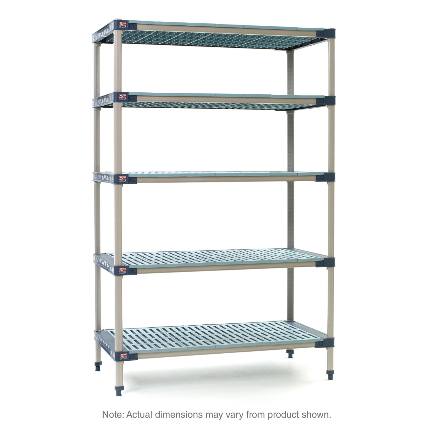 Metro 5X327G4 30 NSF 5-Tier Heavy-Duty Plastic Shelving Unit - MetroMax 4, 18W, 74H, 18"" x 30"" x 74"", Blue