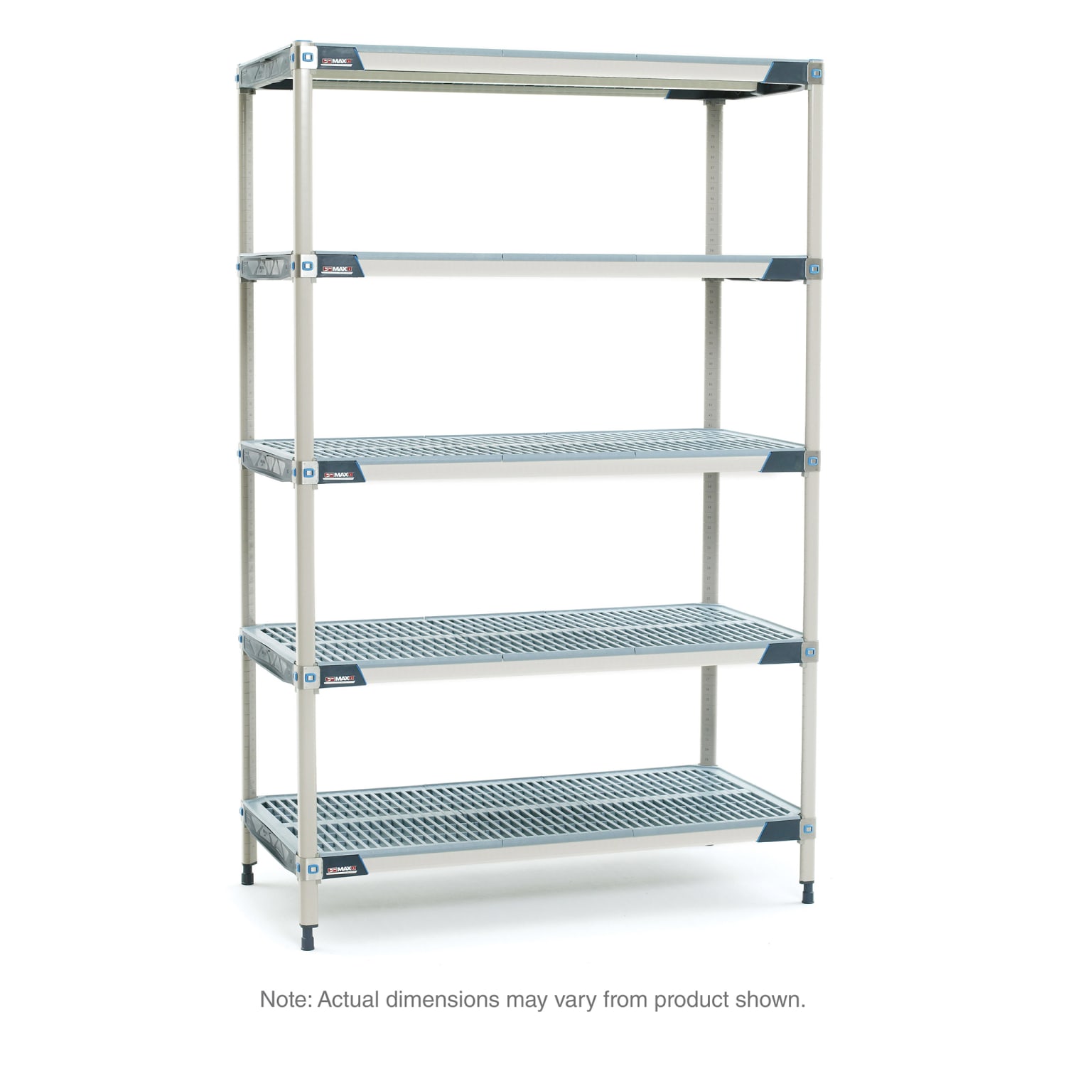 Metro 5X327GX3 30 NSF 5-Tier Heavy-Duty Plastic Shelving Unit - MetroMax i, 18W, 74H, 18"" x 30"", Blue