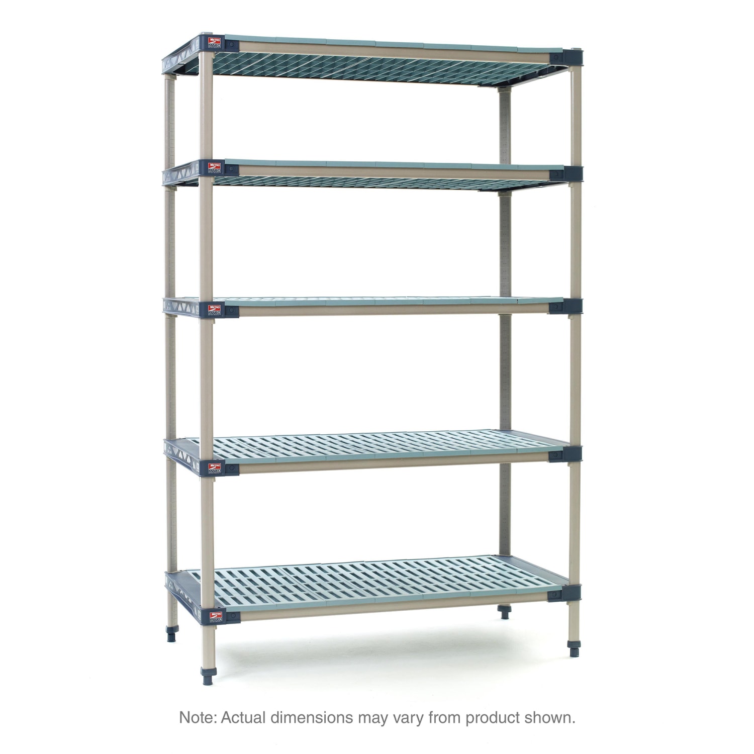 Metro 5X347G4 42 NSF 5-Tier Heavy-Duty Plastic Shelving Unit - MetroMax 4, 18W, 74H, 18"" x 42"" x 74"", Blue