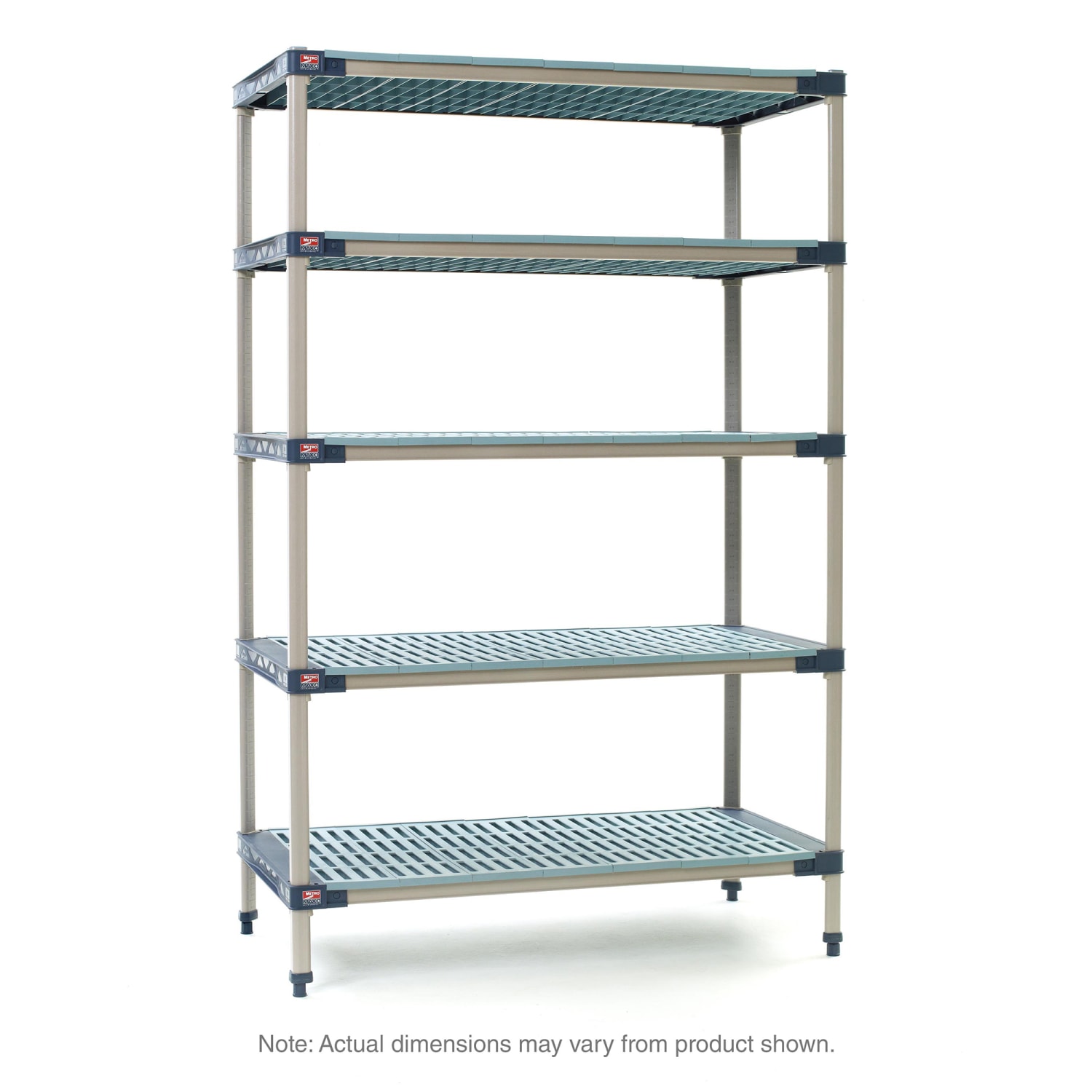 Metro 5X447G4 42 NSF 5-Tier Heavy-Duty Plastic Shelving Unit - MetroMax 4, 21W, 74H, 5 Tiers, 21"" x 42"" x 74"", Blue