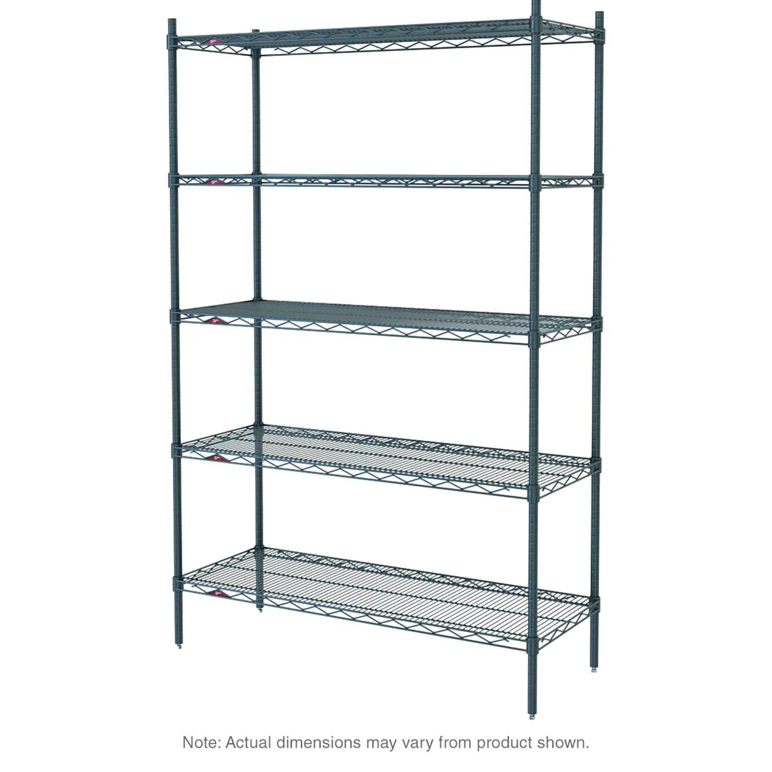 Metro 5N467K3 60 NSF 5-Tier Heavy-Duty Epoxy Coated Wire Shelving Unit - Super Erecta, 21W, 74H, Metroseal Green Epoxy, 21"" x 60"" x 74""