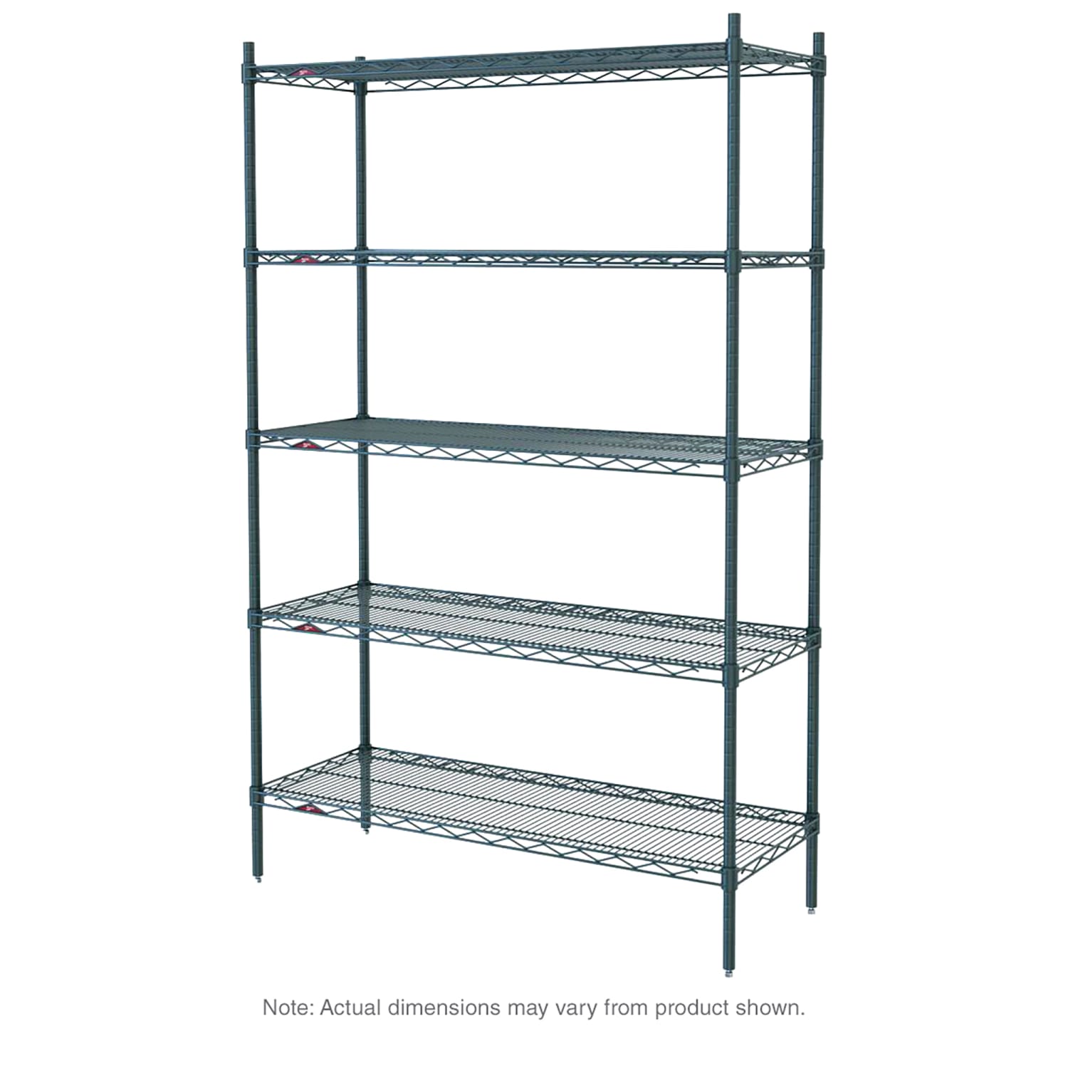 Metro 5N547K3 42 NSF 5-Tier Heavy-Duty Epoxy Coated Wire Shelving Unit - Super Erecta, 24W, 74H, Metroseal Green Epoxy, 24"" x 42"" x 74""