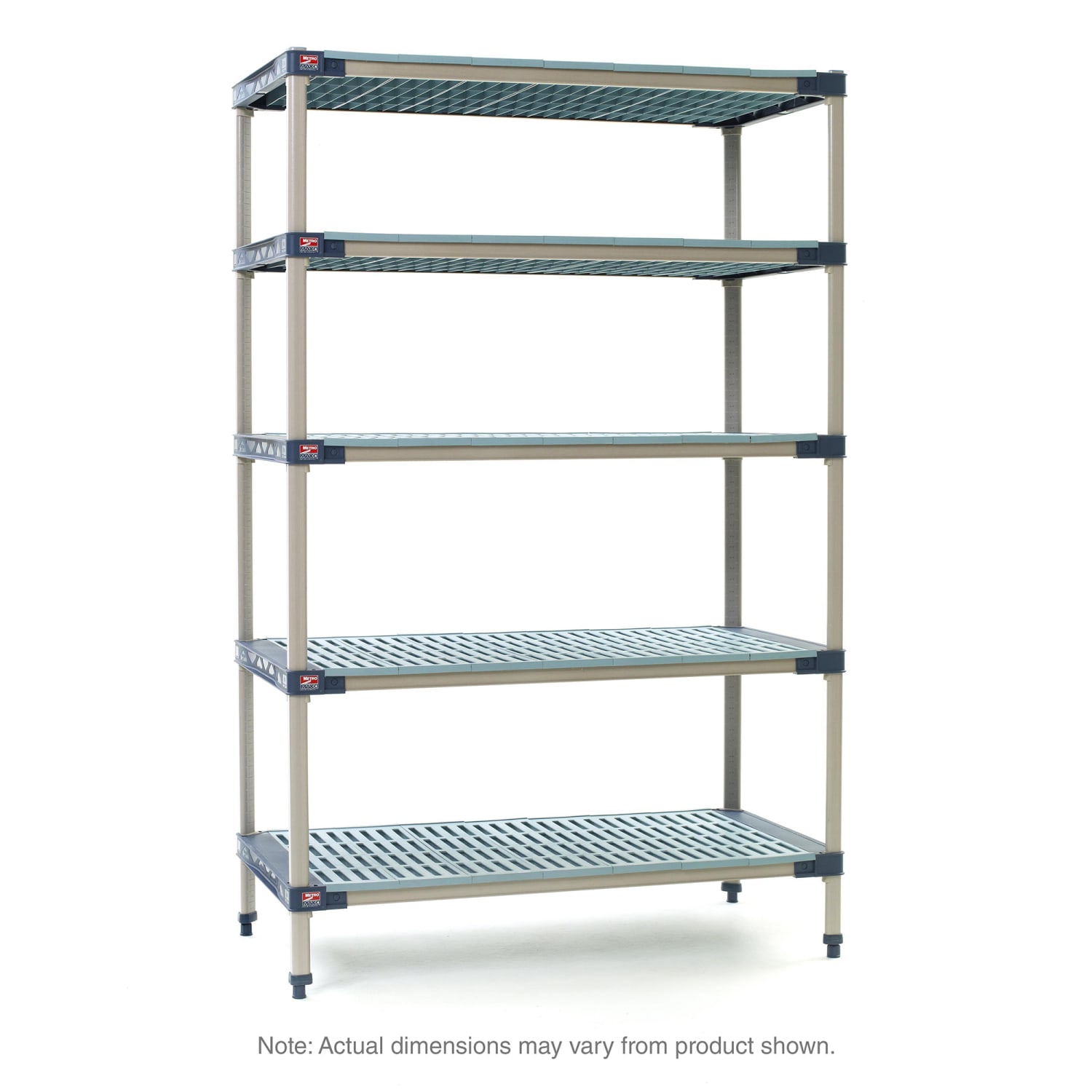 Metro 5X547G4 42 NSF 5-Tier Heavy-Duty Plastic Shelving Unit - MetroMax 4, 24W, 74H, 5 Grid Shelves, 24"" x 42"" x 74"", Blue
