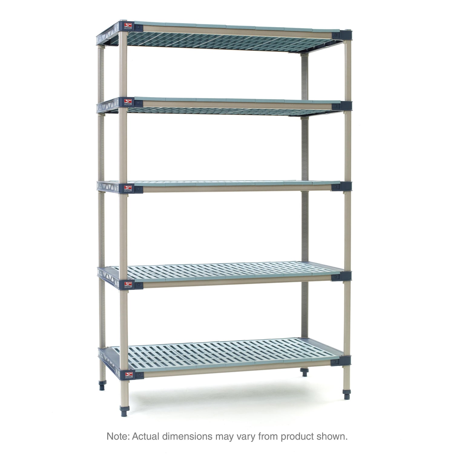 Metro 5X417G4 24 NSF 5-Tier Heavy-Duty Plastic Shelving Unit - MetroMax 4, 21W, 74H, 21"" x 24"" x 74"", Blue