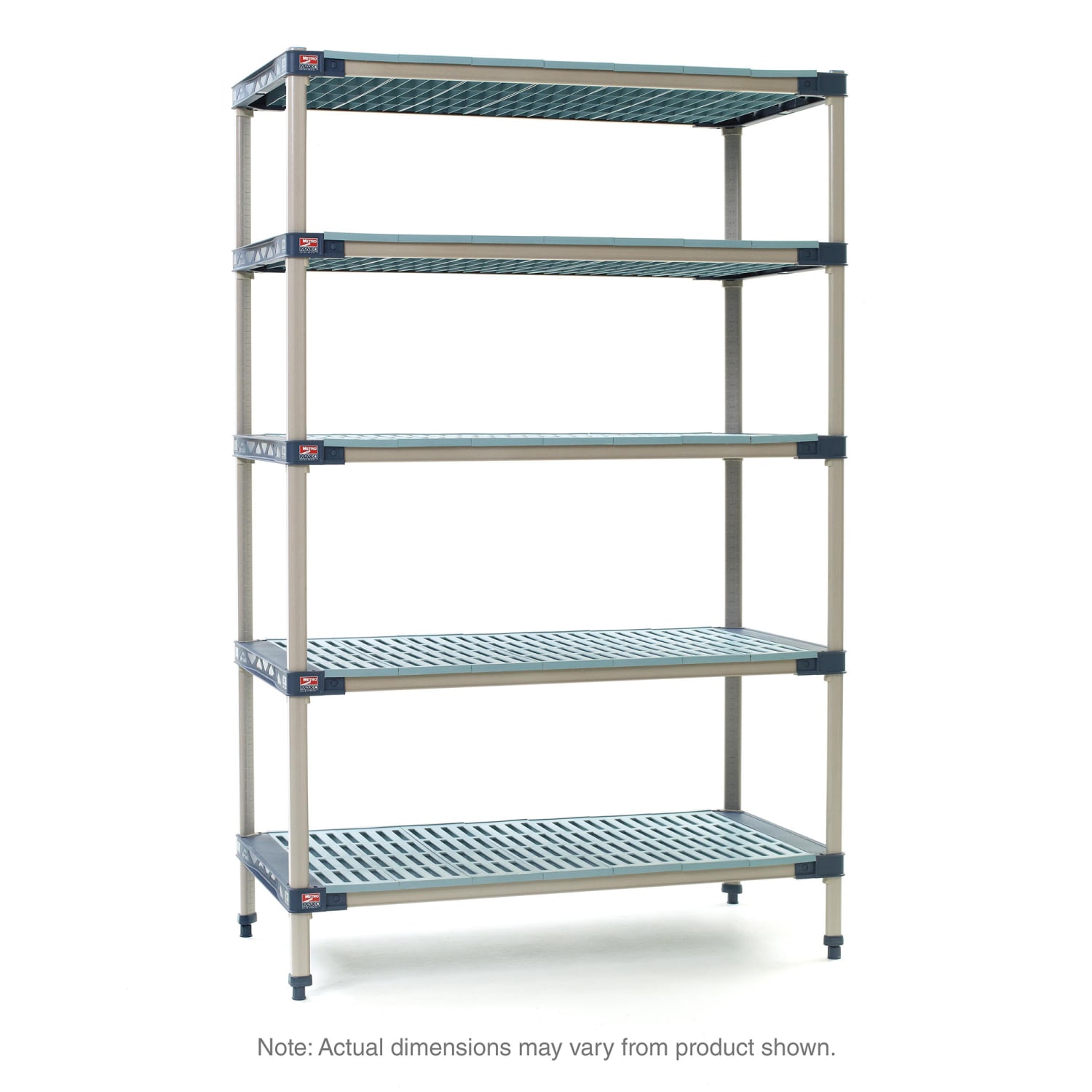 Metro 5X517G4 24 NSF 5-Tier Heavy-Duty Plastic Shelving Unit - MetroMax 4, 24W, 74H, 24"" x 24"" x 74"", Blue