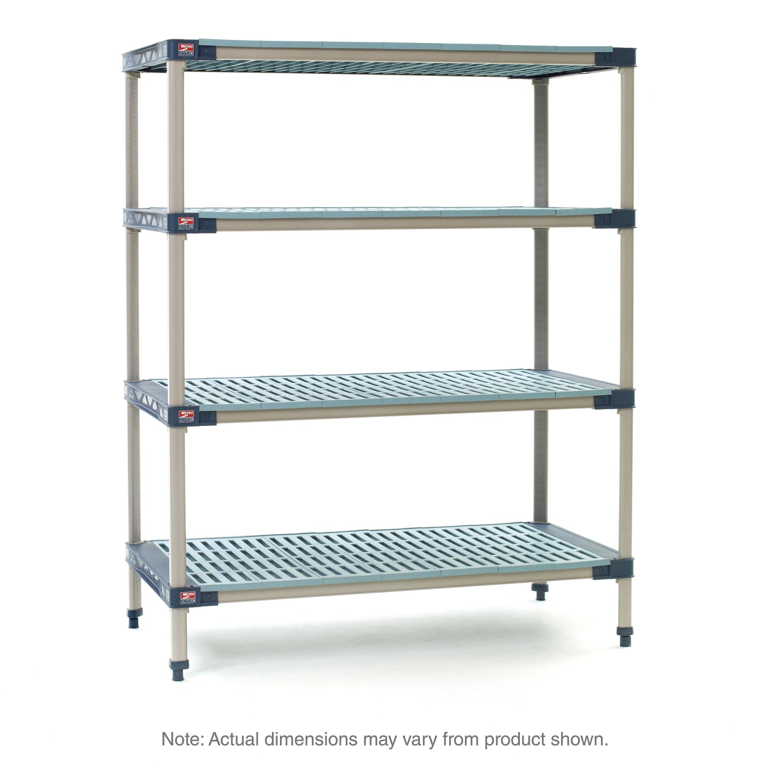 Metro MF-243074G-S-4 30 NSF 4-Tier Heavy-Duty Plastic Shelving Unit - MetroMax 4, 24W, 74H, 30""W x 24""D x 74""H, Rust Resistant, Blue