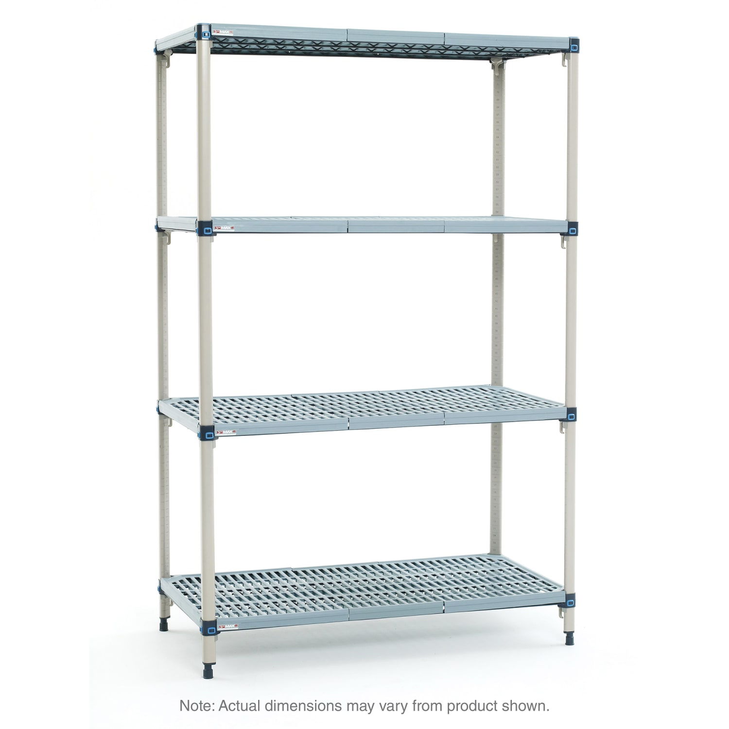 Metro MQ-183074G-S-4 30 NSF 4-Tier Heavy-Duty Plastic Shelving Unit - MetroMax Q, 18W, 74H, 30""W x 18""D x 74""H, Rust Proof, Blue