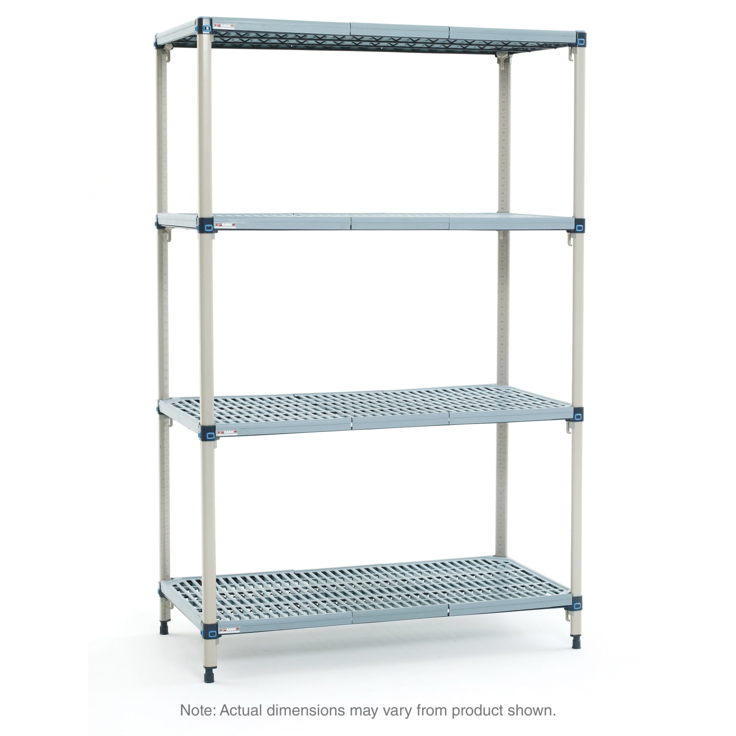 Metro Q416G3 24 NSF 4-Tier Heavy-Duty Plastic Shelving Unit - MetroMax Q, 21W, 63H, Blue