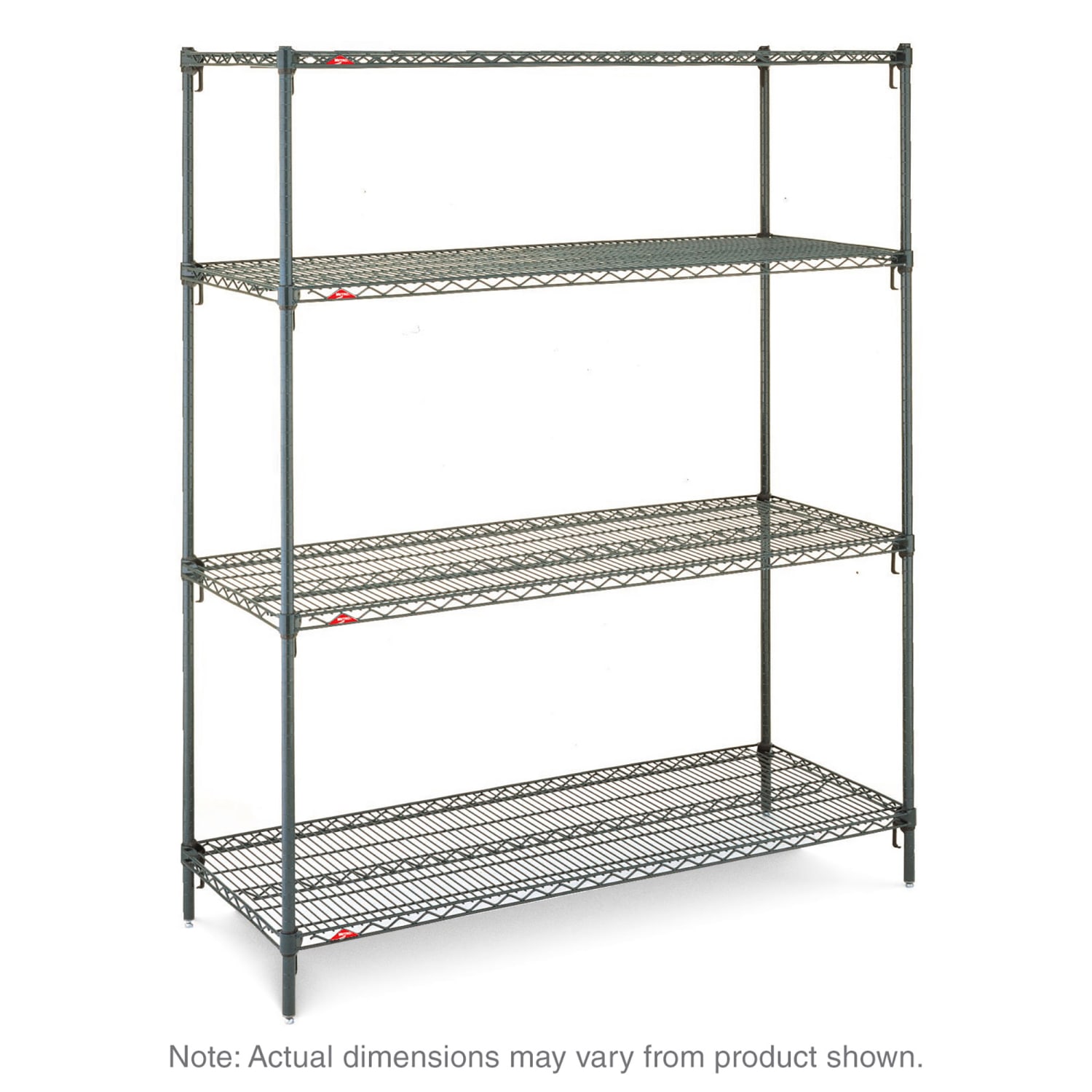 Metro A376K3 72 NSF 4-Tier Heavy-Duty Epoxy Coat Wire Shelving Unit - Super Adjustable Super Erecta, 18W, 63H, 4 Shelves, Green