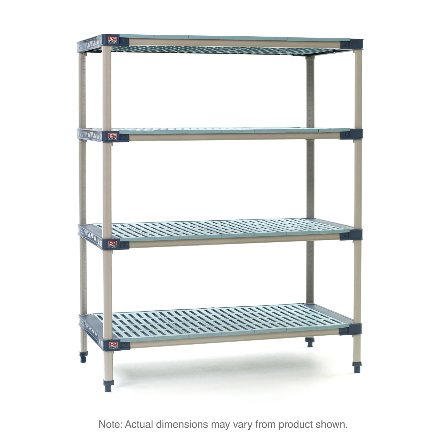 Metro MF-183674G-S-4 36 NSF 4-Tier Heavy-Duty Plastic Shelving Unit - MetroMax 4, 18W, 74H, 36""W x 18""D x 74""H, Rust Resistant, Blue