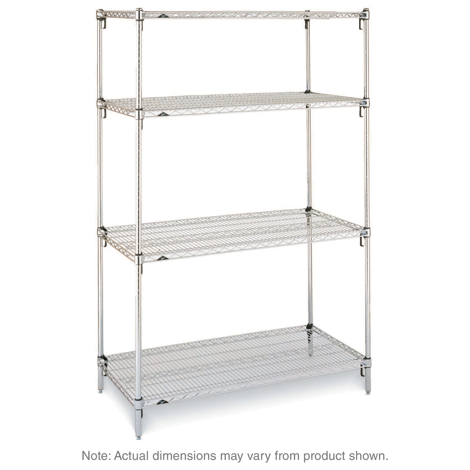 Metro A576C 72 NSF 4-Tier Heavy-Duty Chrome Wire Shelving Unit - Super Adjustable Super Erecta, 24W, 63H, 63"" H, Silver
