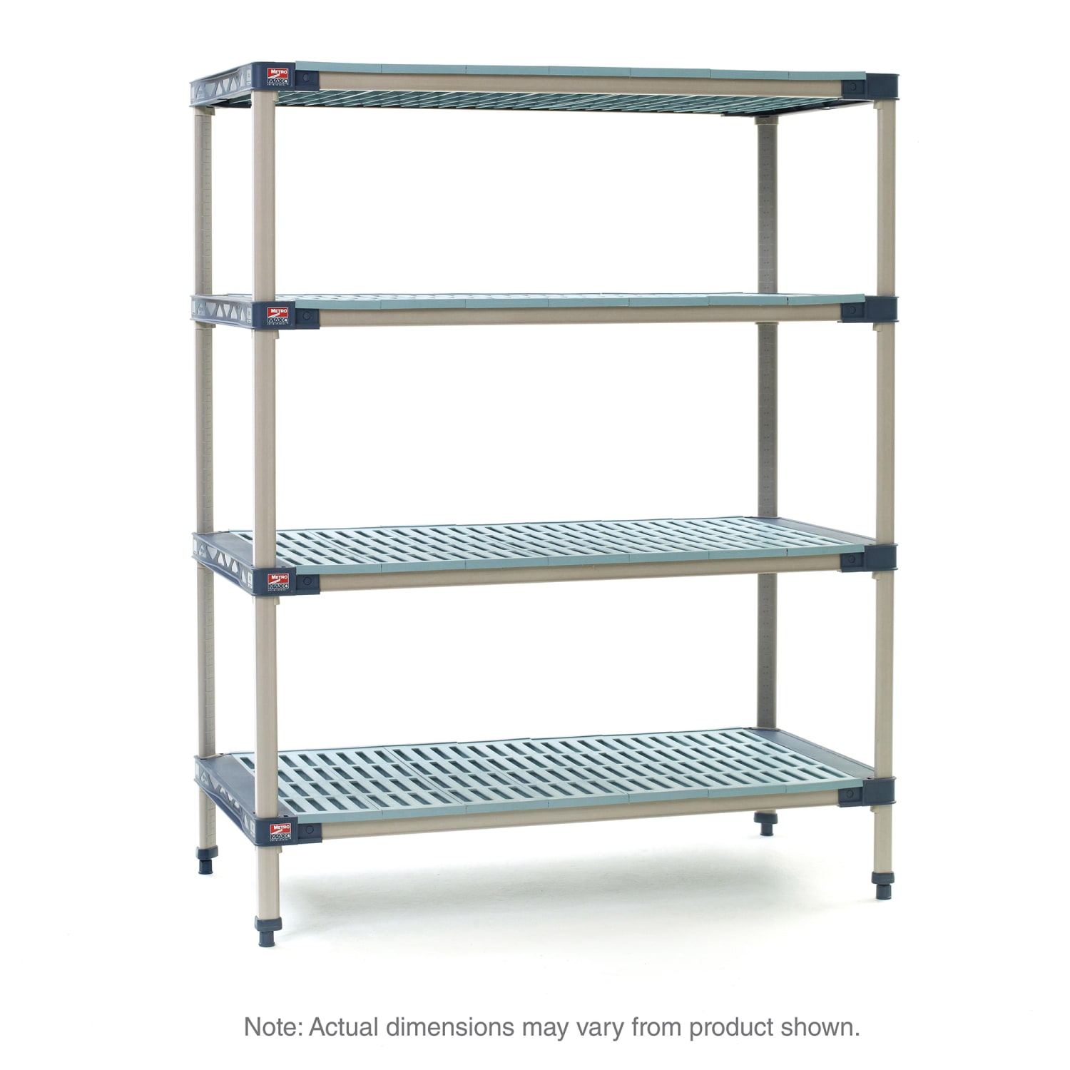 Metro MF-184274G-S-4 42 NSF 4-Tier Heavy-Duty Plastic Shelving Unit - MetroMax 4, 18W, 74H, 42""W x 18""D x 74""H, Rust Resistant, Blue