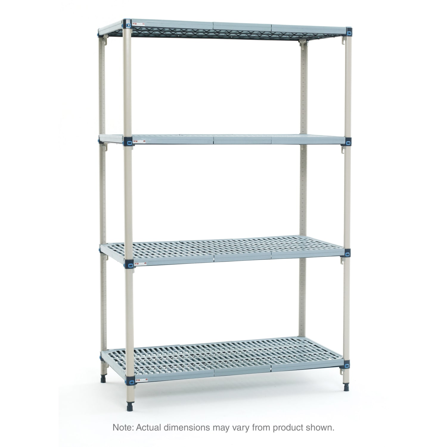 Metro Q516G3 24 NSF 4-Tier Heavy-Duty Plastic Shelving Unit - MetroMax Q, 24W, 63H, 24"" x 24"" x 63"", Blue