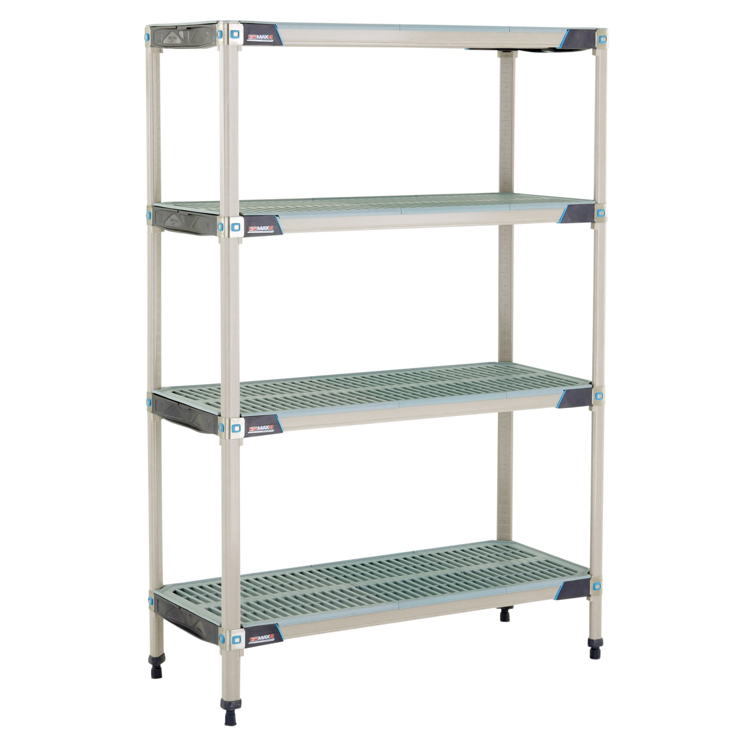 Metro X346GX3 42 NSF 4-Tier Heavy-Duty Plastic Shelving Unit - MetroMax i, 18W, 63H, 21"" x 60"" x 63"", Blue
