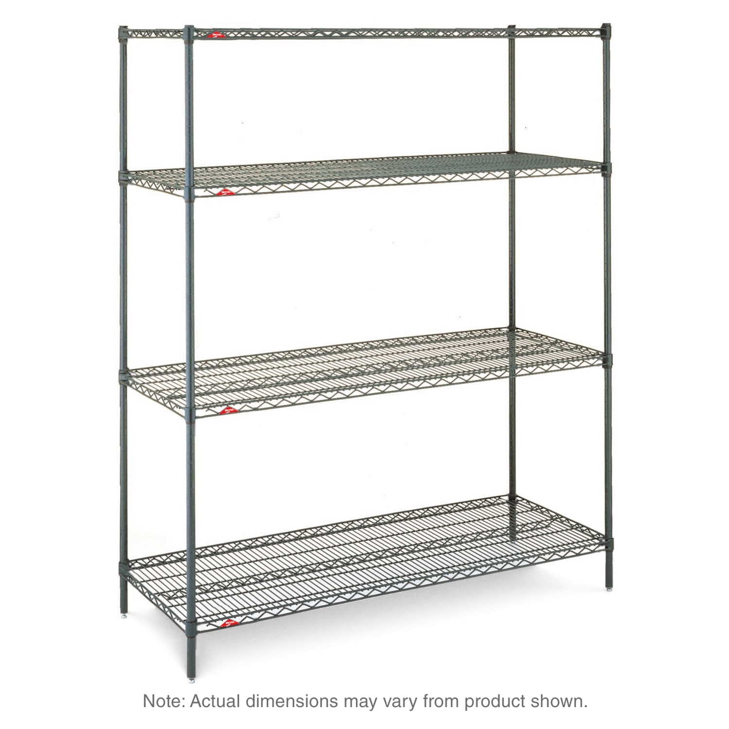 Metro N376K3 72 NSF 4-Tier Heavy-Duty Epoxy Coated Wire Shelving Unit - Super Erecta, 18W, 63H, Metroseal, 18"" x 72"" x 63"", Green