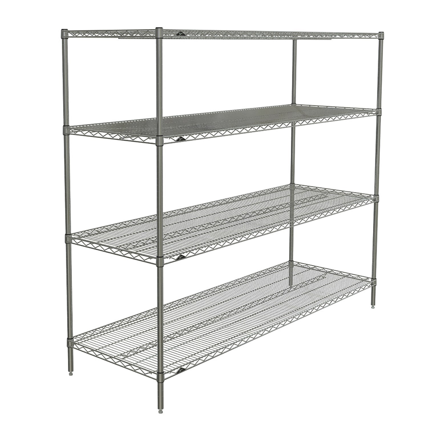 Metro N576C 72 NSF 4-Tier Heavy-Duty Chrome Wire Shelving Unit - Super Erecta, 24W, 63H, 24"" x 72"" x 63"", Silver