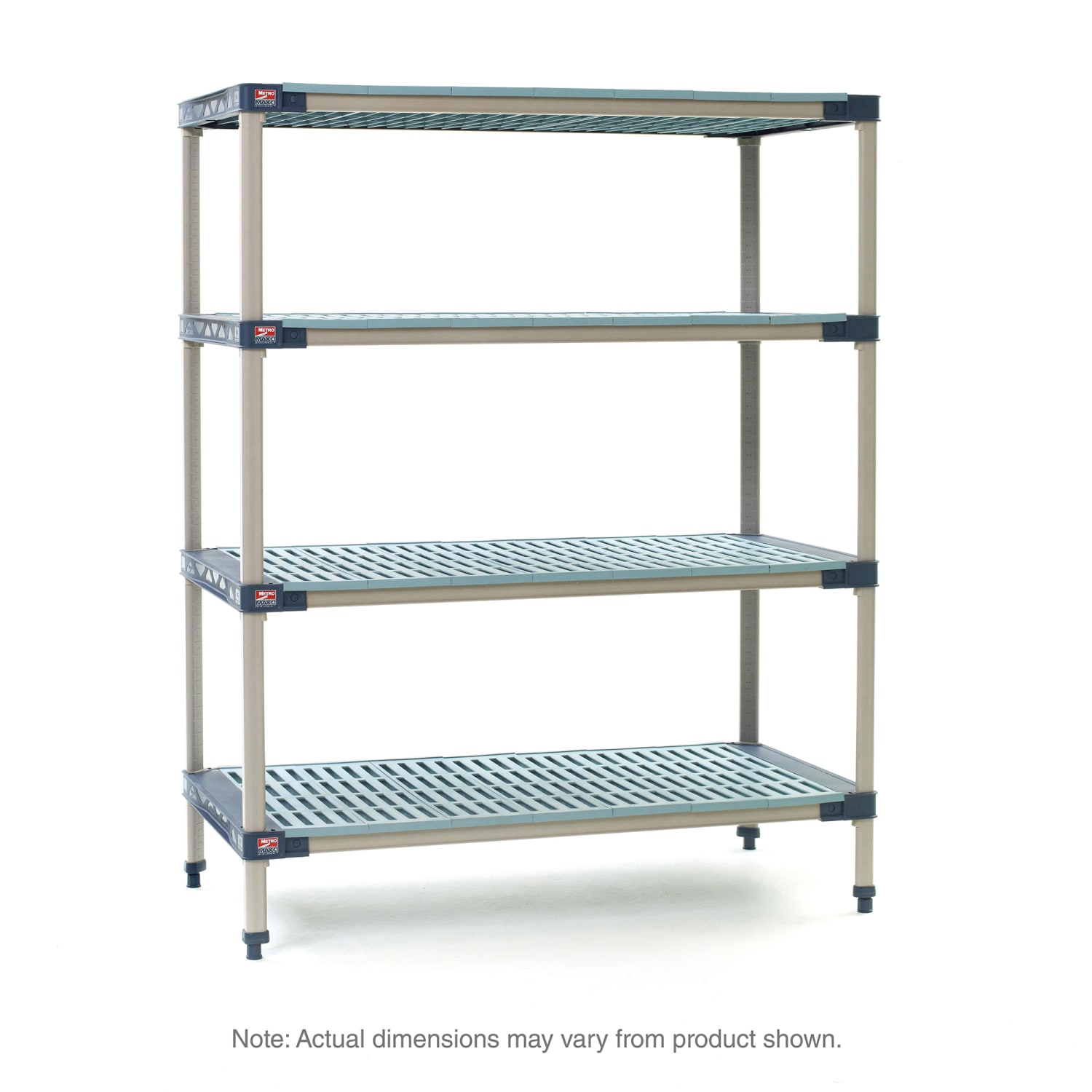 Metro MF-213074G-S-4 30 NSF 4-Tier Heavy-Duty Plastic Shelving Unit - MetroMax 4, 21W, 74H, 30""W x 21""D x 74""H, Rust Resistant, Blue